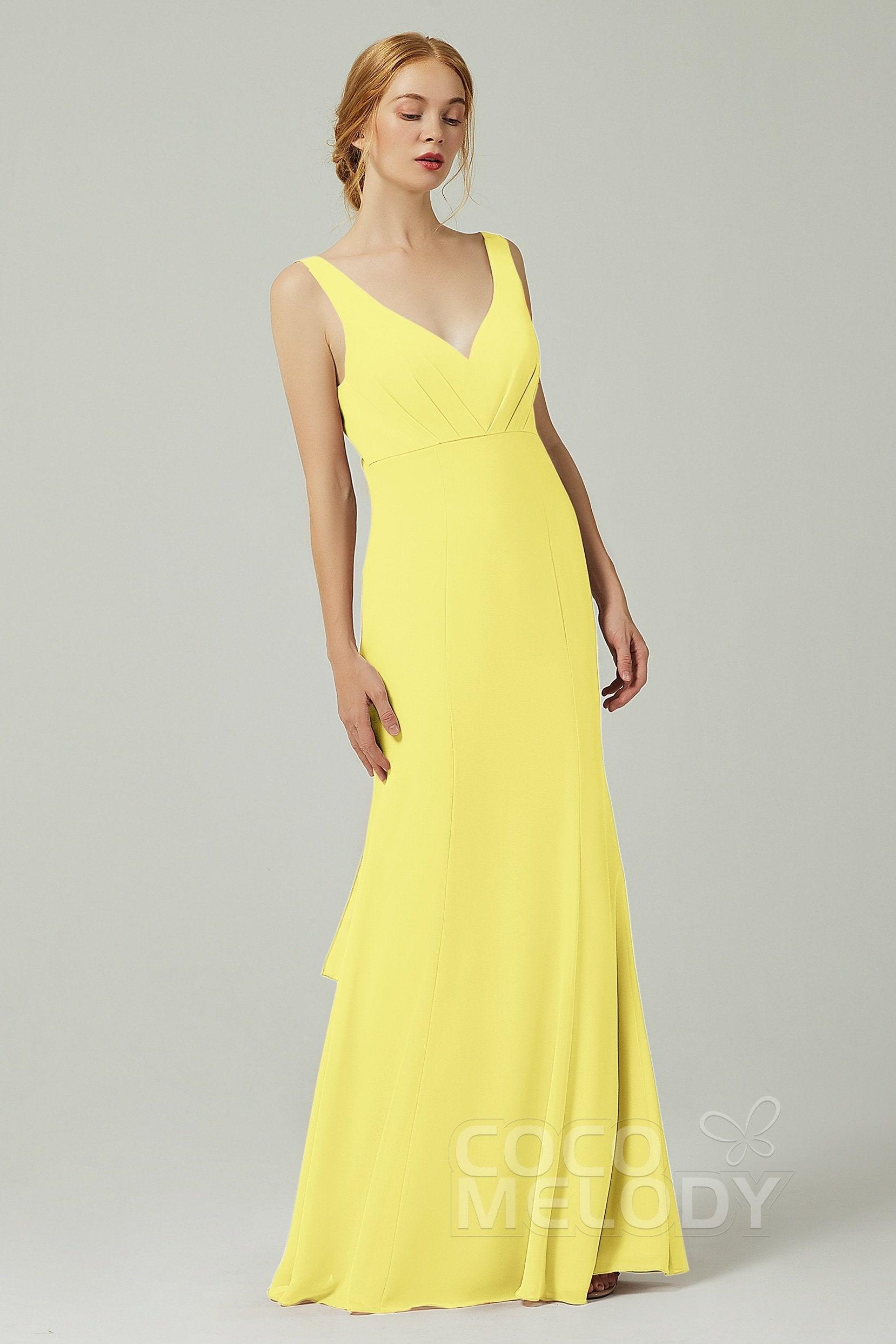 Sheath-Column Floor Length Chiffon Bridesmaid Dress CB0314 - COCOMELODY