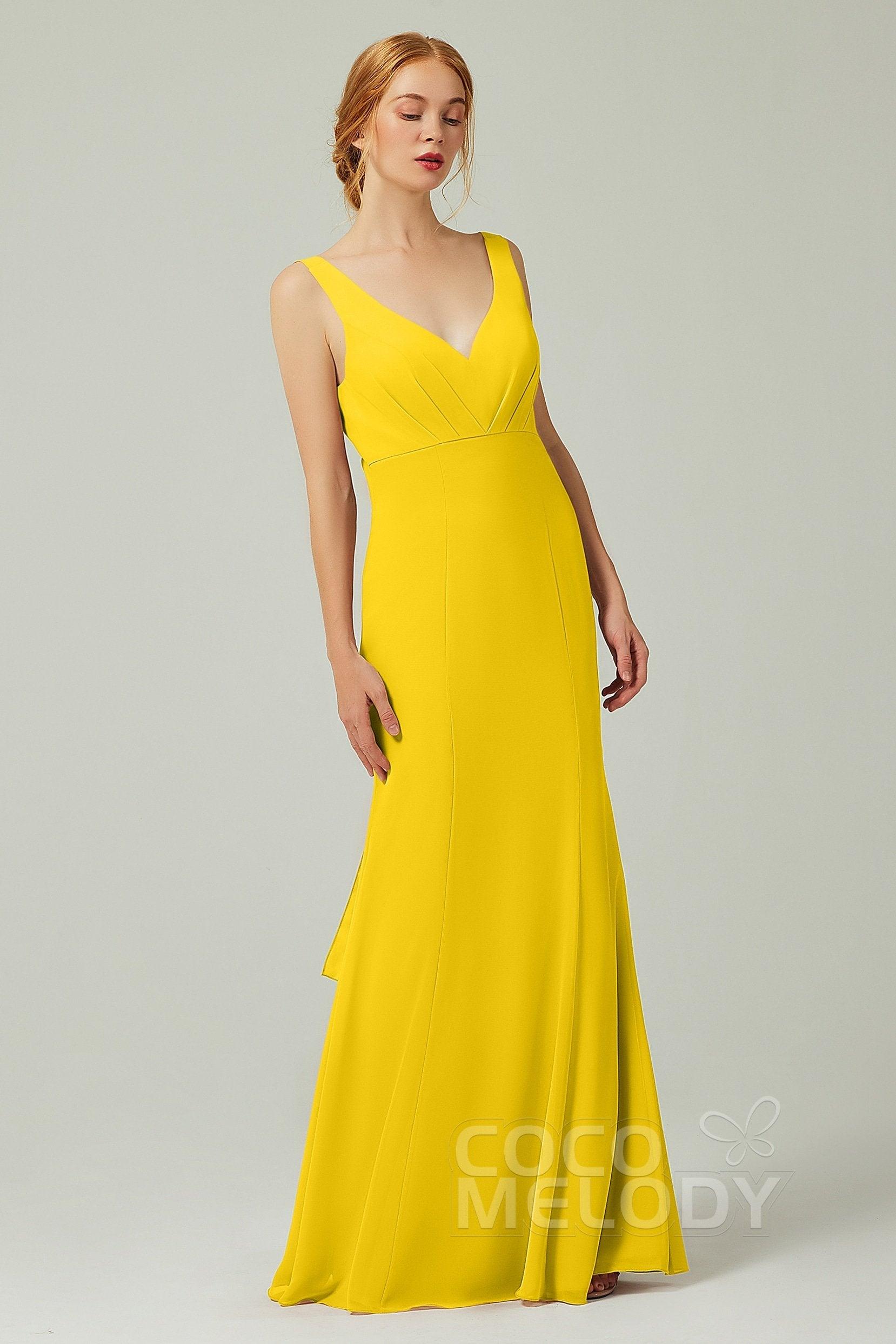 Sheath-Column Floor Length Chiffon Bridesmaid Dress CB0314 - COCOMELODY