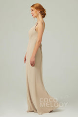 Sheath-Column Floor Length Chiffon Bridesmaid Dress CB0314 - COCOMELODY