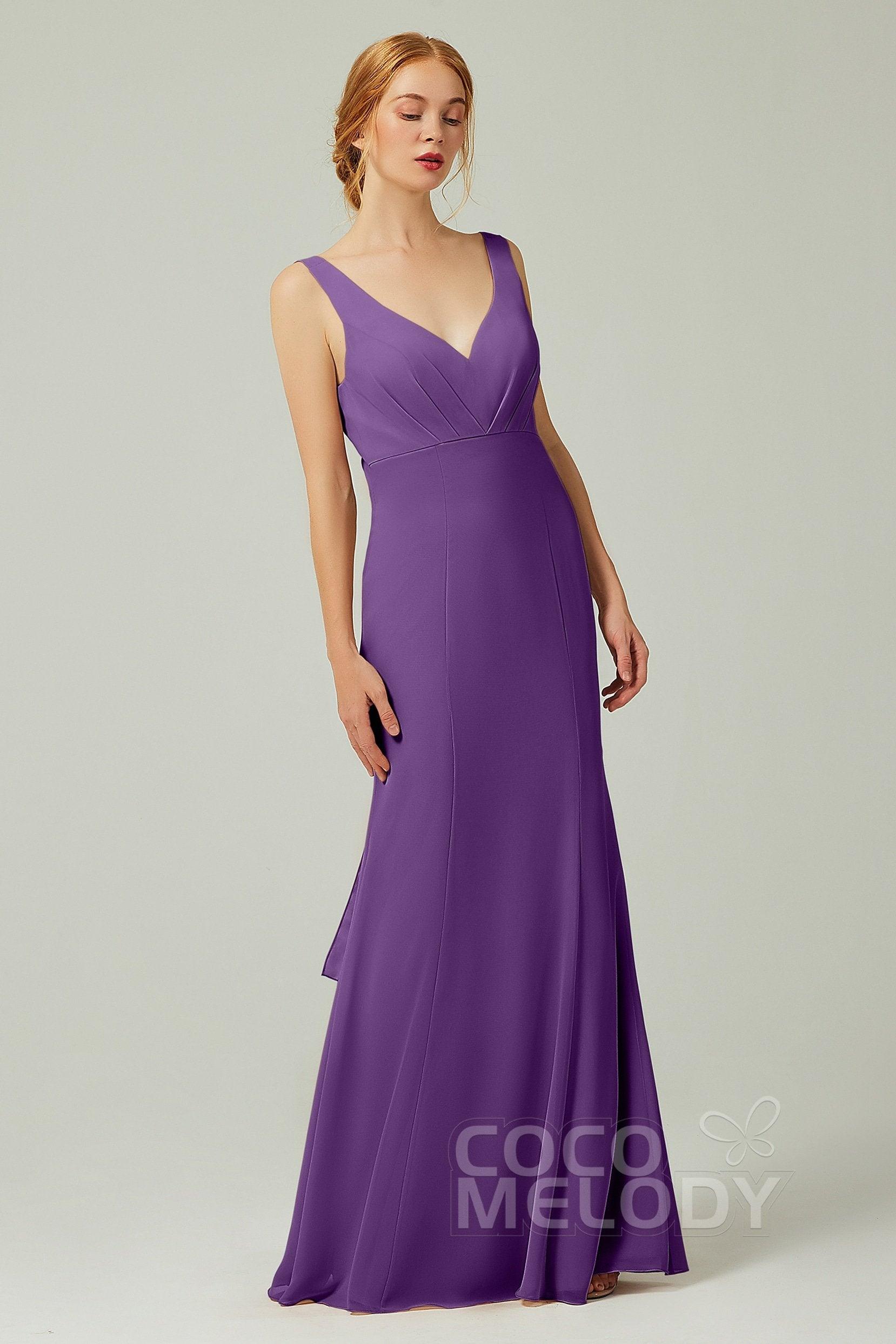 Sheath-Column Floor Length Chiffon Bridesmaid Dress CB0314 - COCOMELODY