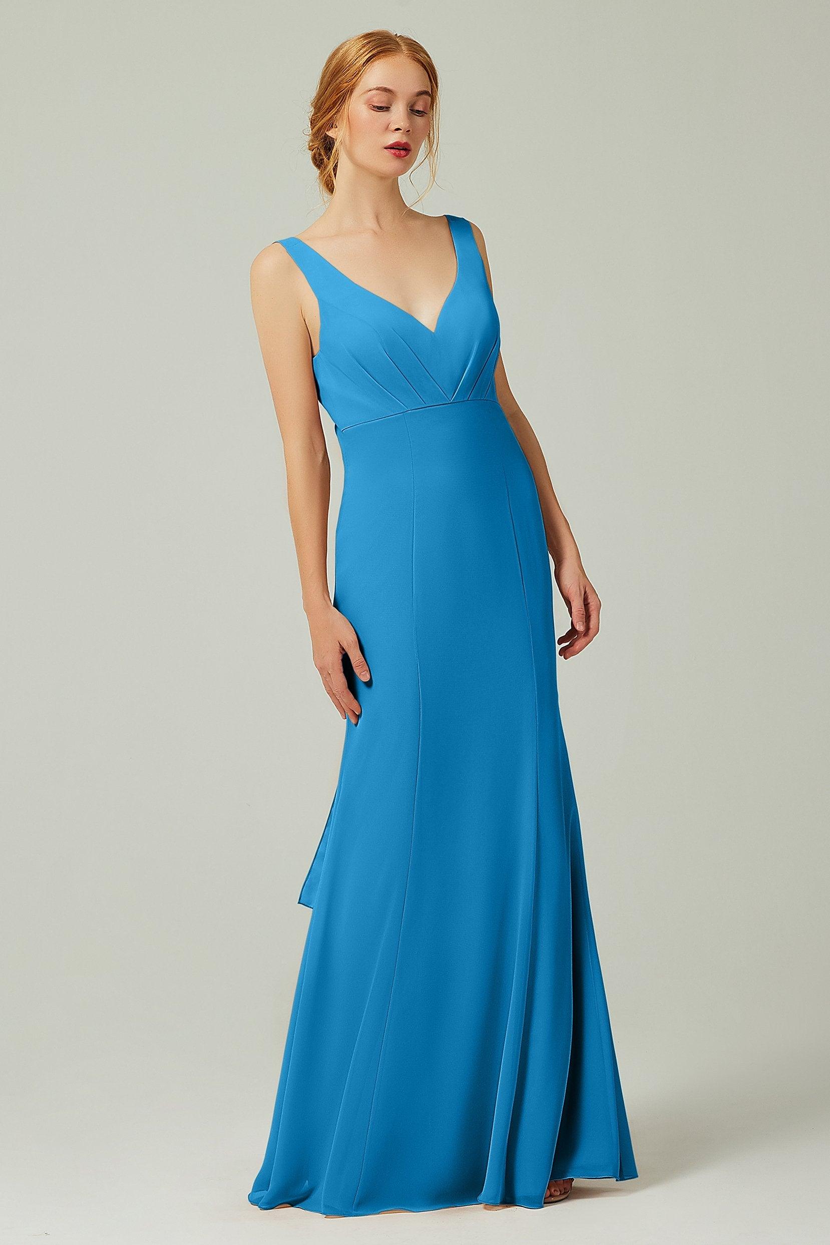 Sheath-Column Floor Length Chiffon Bridesmaid Dress CB0314 - COCOMELODY