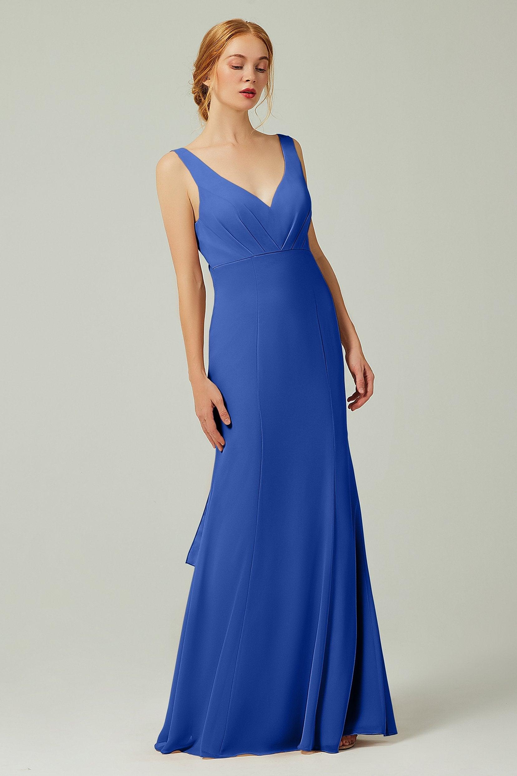 Sheath-Column Floor Length Chiffon Bridesmaid Dress CB0314 - COCOMELODY