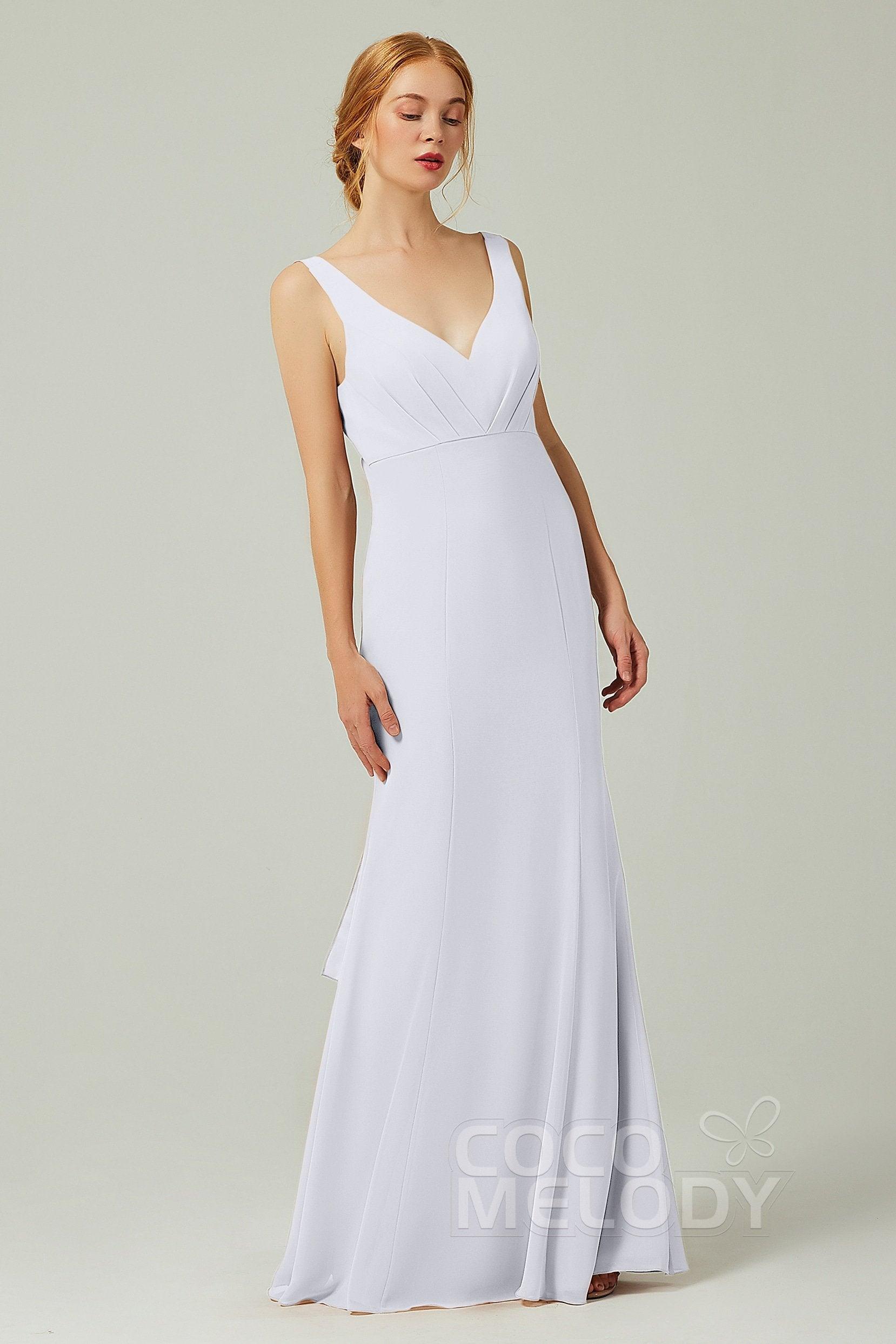 Sheath-Column Floor Length Chiffon Bridesmaid Dress CB0314 - COCOMELODY