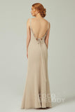 Sheath-Column Floor Length Chiffon Bridesmaid Dress CB0314 - COCOMELODY