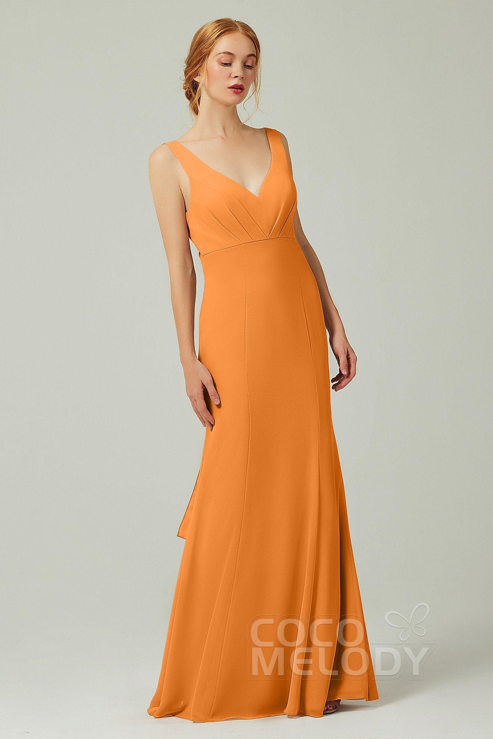 Sheath-Column Floor Length Chiffon Bridesmaid Dress CB0314 - COCOMELODY