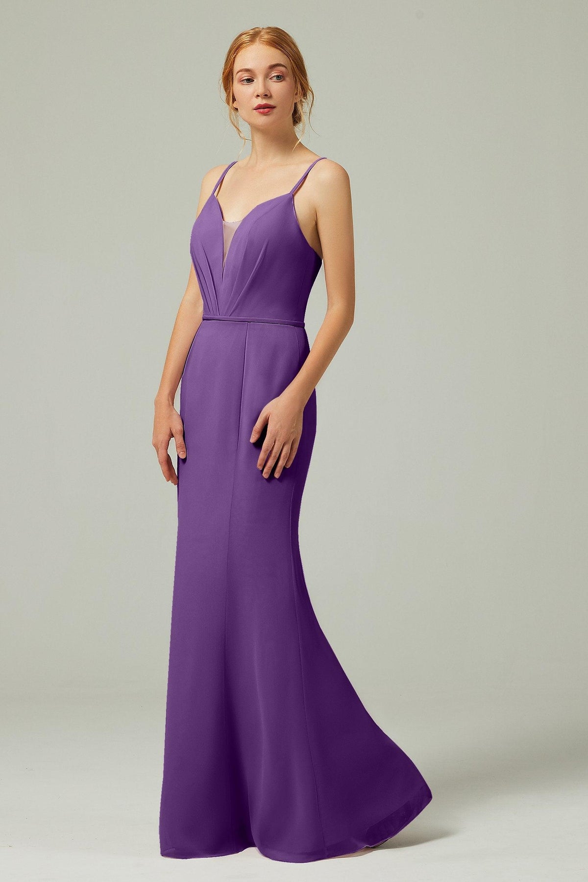Trumpet-Mermaid Floor Length Chiffon Bridesmaid Dress CB0319 - COCOMELODY