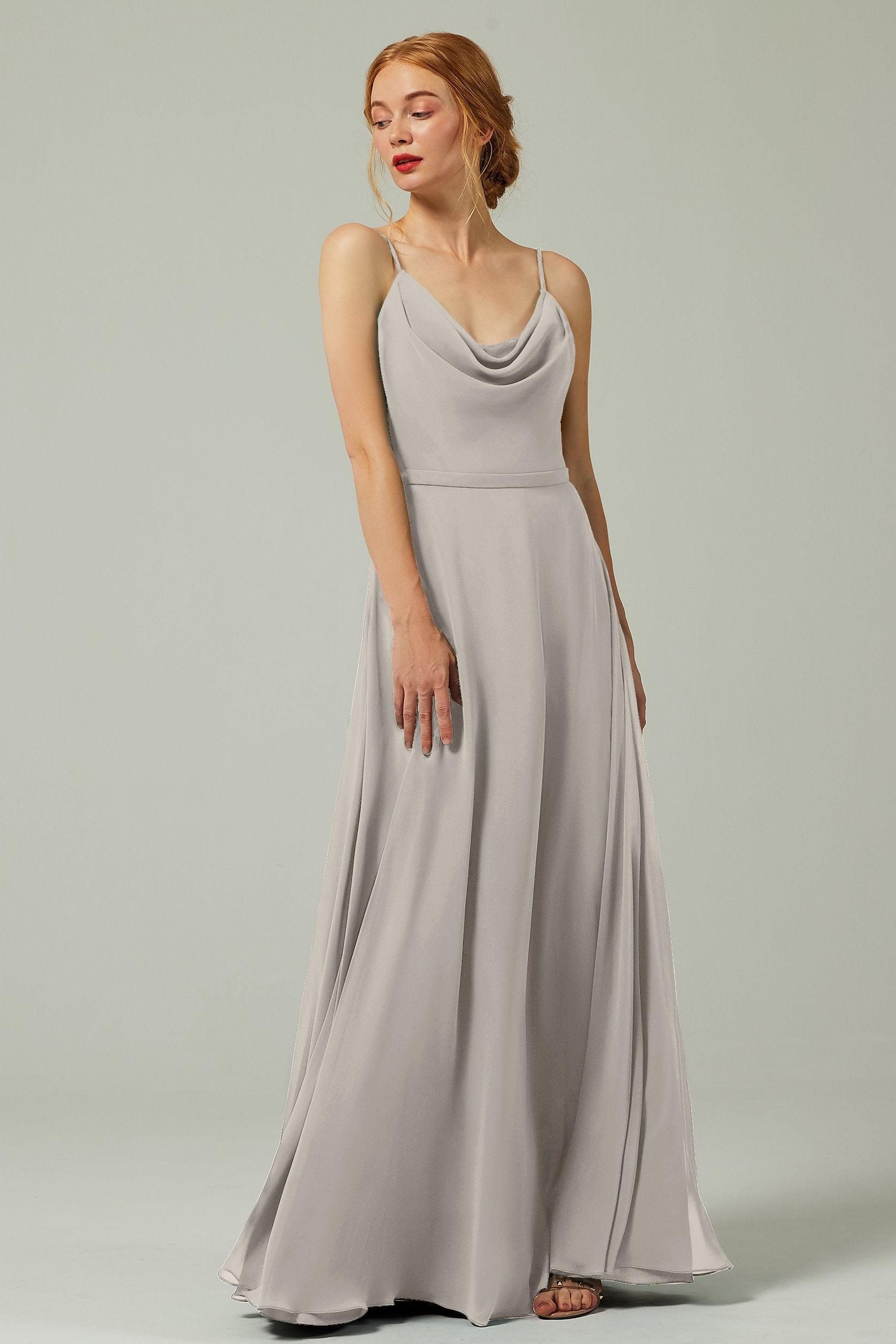 A-Line Floor Length Chiffon Bridesmaid Dress CB0322 - COCOMELODY