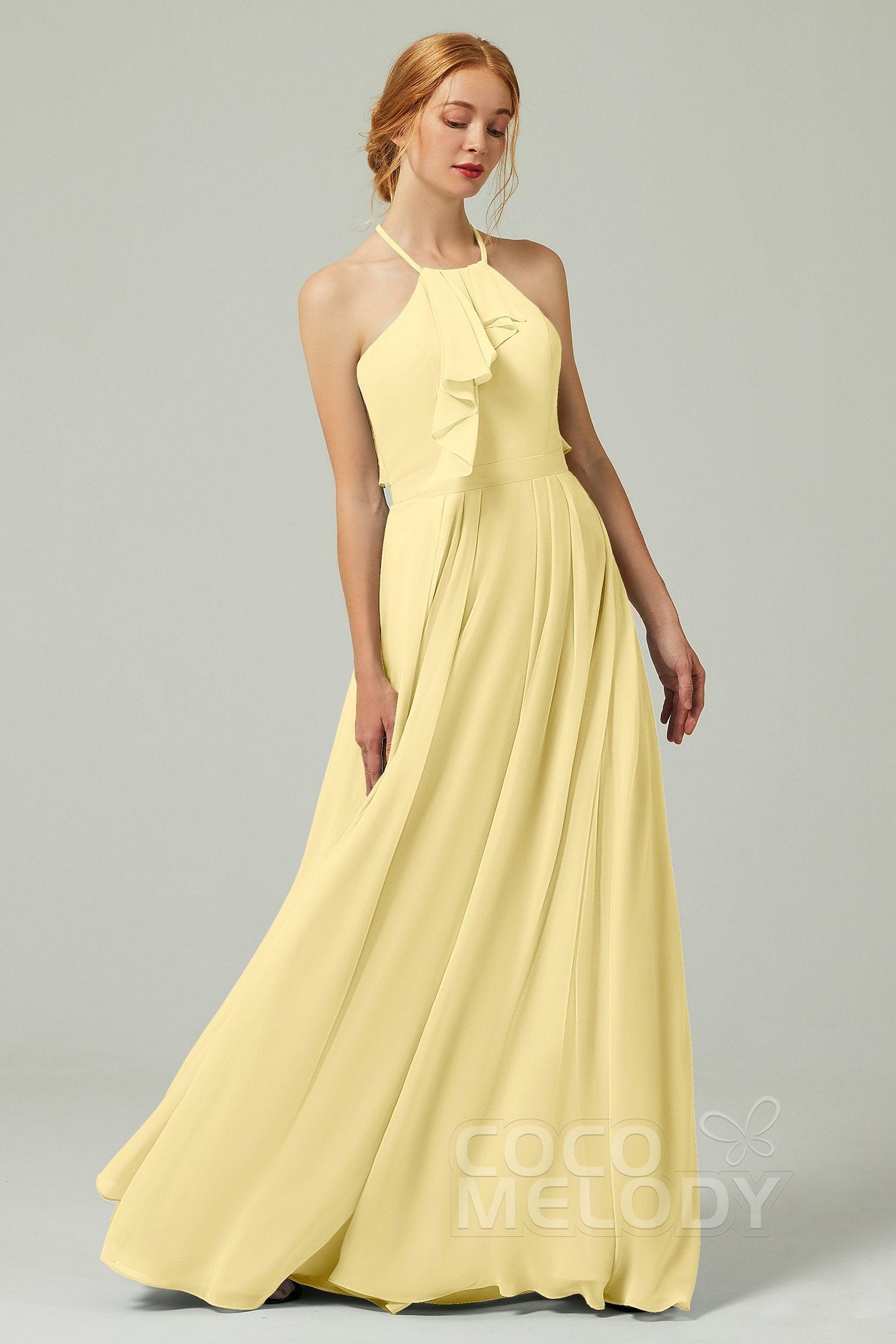 A-Line Floor Length Chiffon Bridesmaid Dress CB0328 - COCOMELODY