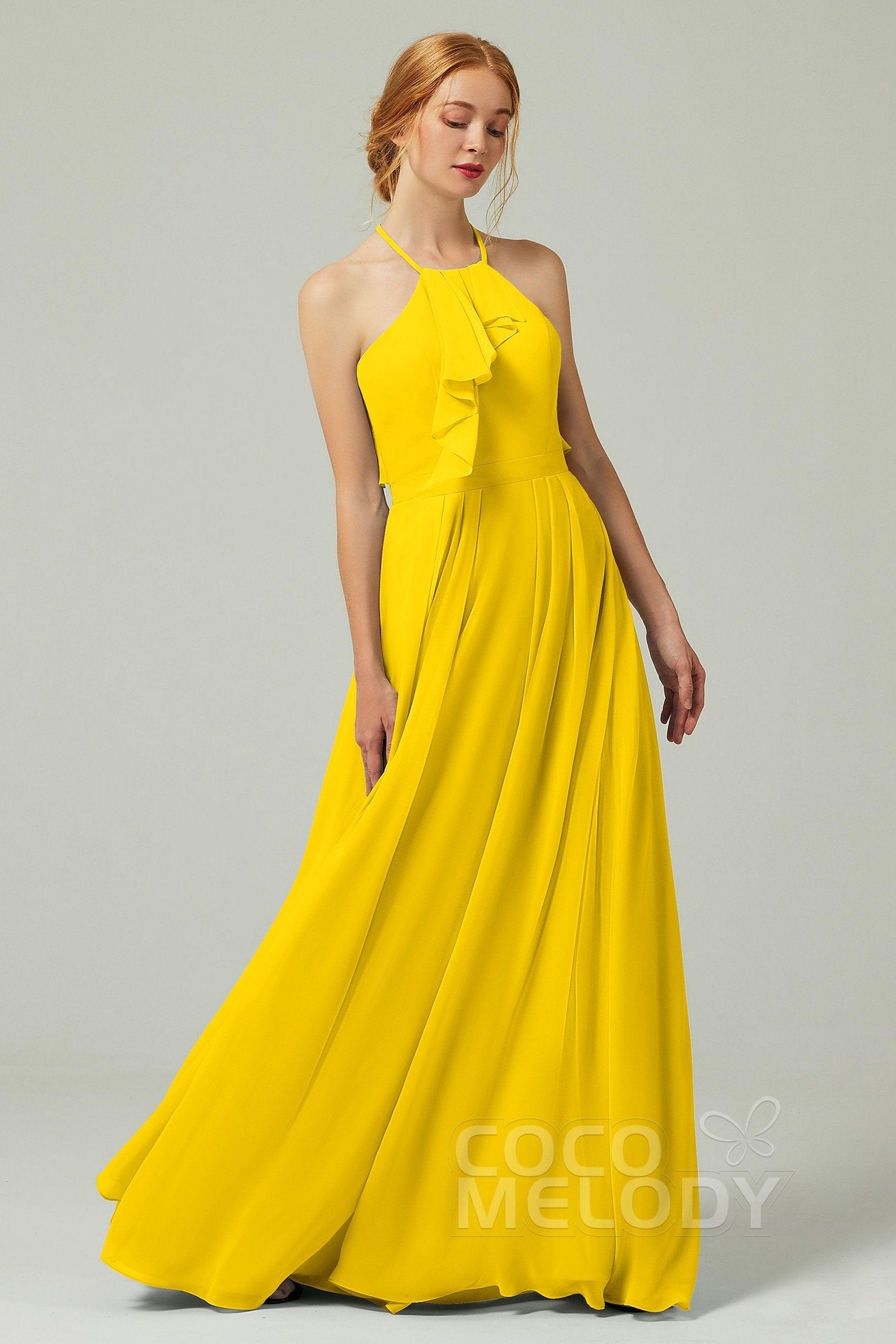 A-Line Floor Length Chiffon Bridesmaid Dress CB0328 - COCOMELODY