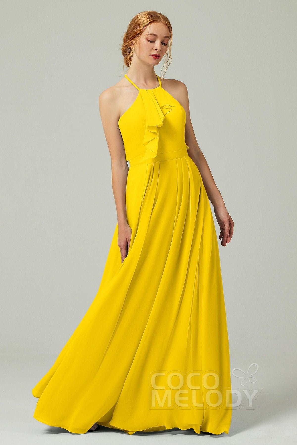 A-Line Floor Length Chiffon Bridesmaid Dress CB0328 - COCOMELODY