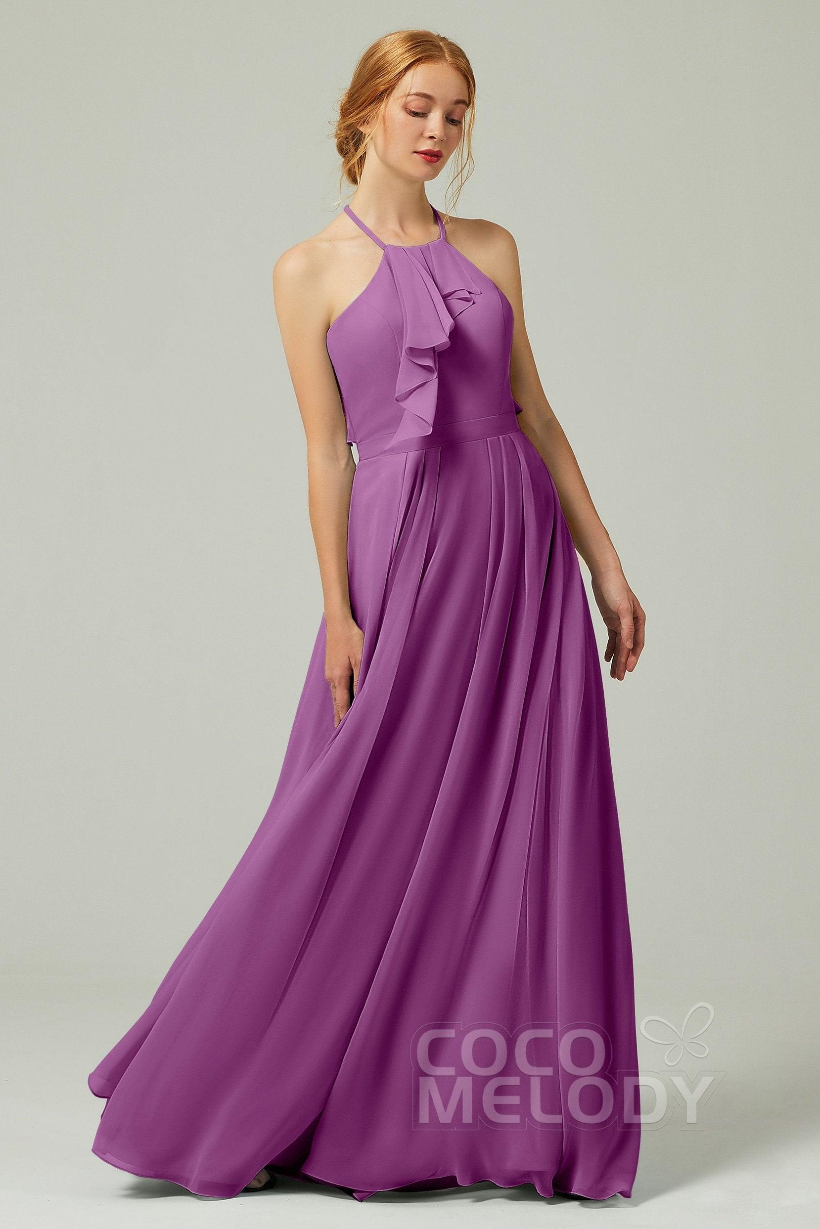A-Line Floor Length Chiffon Bridesmaid Dress CB0328 - COCOMELODY