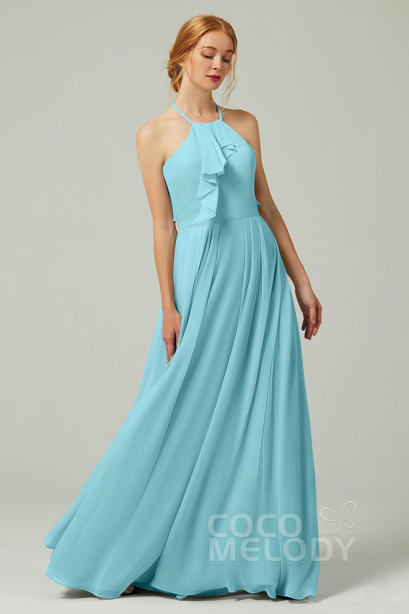 A-Line Floor Length Chiffon Bridesmaid Dress CB0328 - COCOMELODY