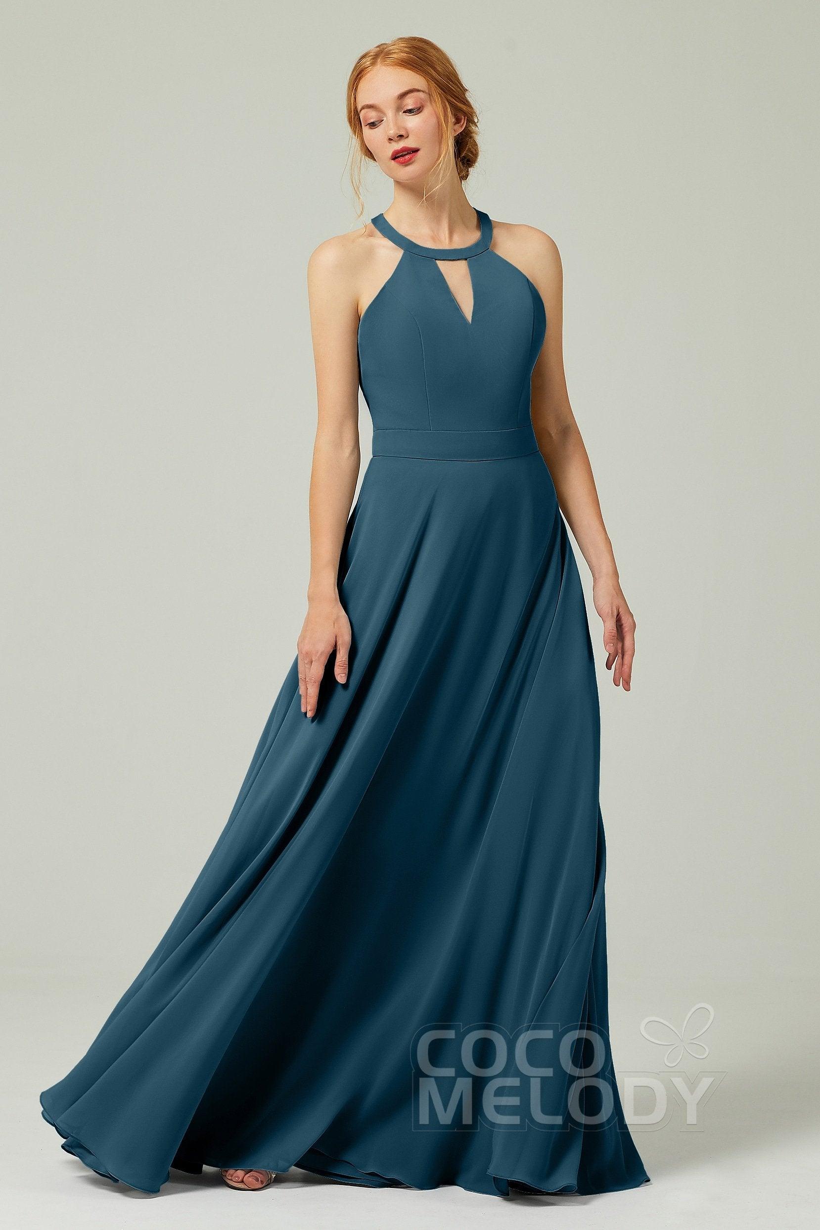 A-Line Floor Length Chiffon Bridesmaid Dress CB0329 - COCOMELODY