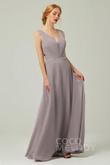 A-Line Floor Length Chiffon Bridesmaid Dress CB0332 - COCOMELODY