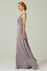 A-Line Floor Length Chiffon Bridesmaid Dress CB0332 - COCOMELODY