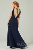A-Line Floor Length Chiffon Sequined Bridesmaid Dress Formal Dresses CB0335 - COCOMELODY