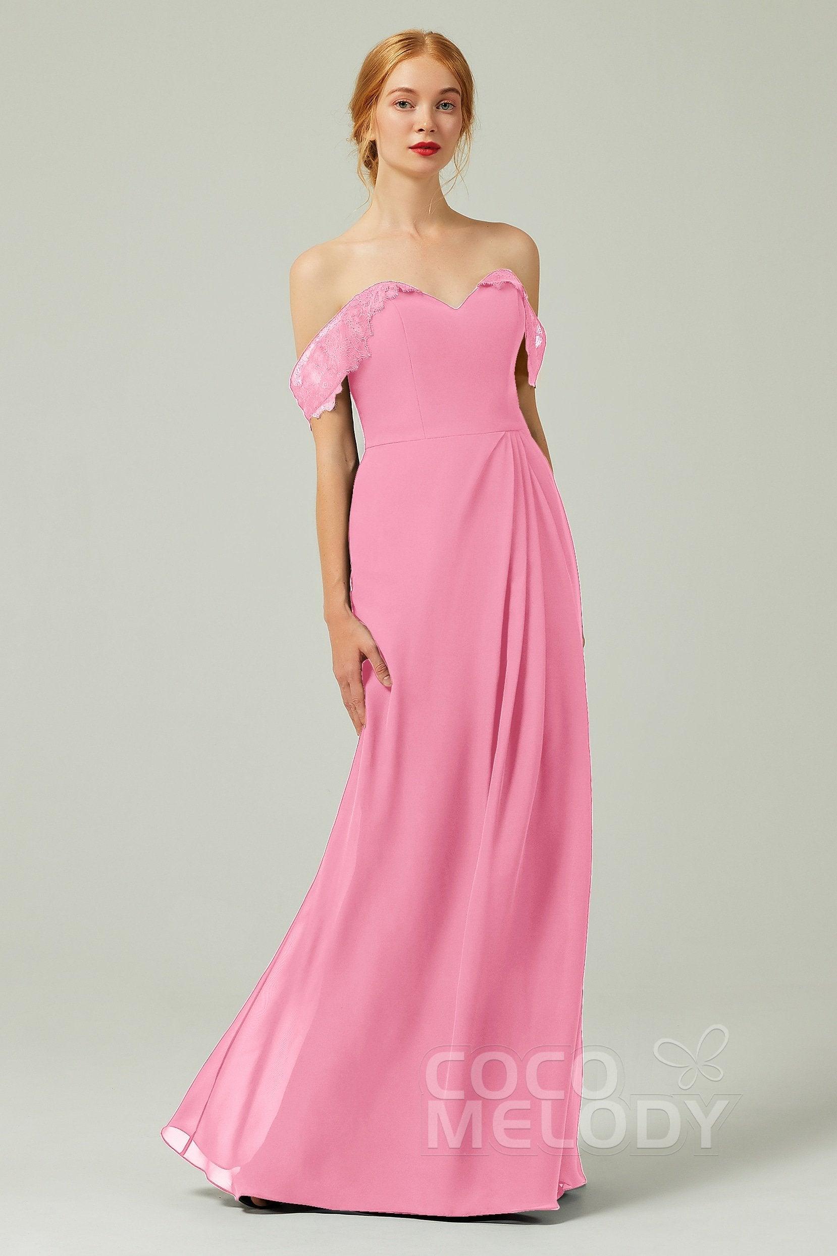 Sheath-Column Floor Length Chiffon Bridesmaid Dress Formal Dresses CB0338 - COCOMELODY