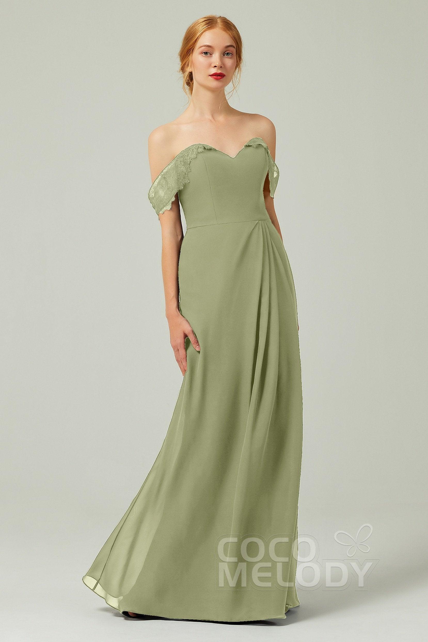 Sheath-Column Floor Length Chiffon Bridesmaid Dress Formal Dresses CB0338 - COCOMELODY