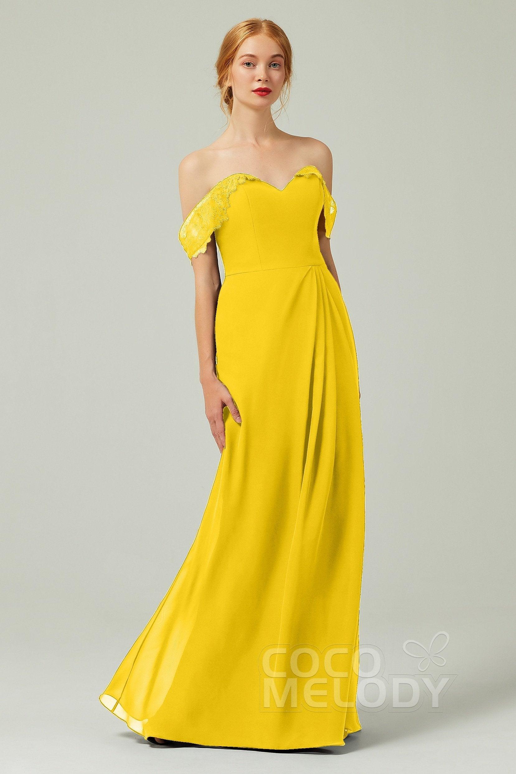 Sheath-Column Floor Length Chiffon Bridesmaid Dress Formal Dresses CB0338 - COCOMELODY