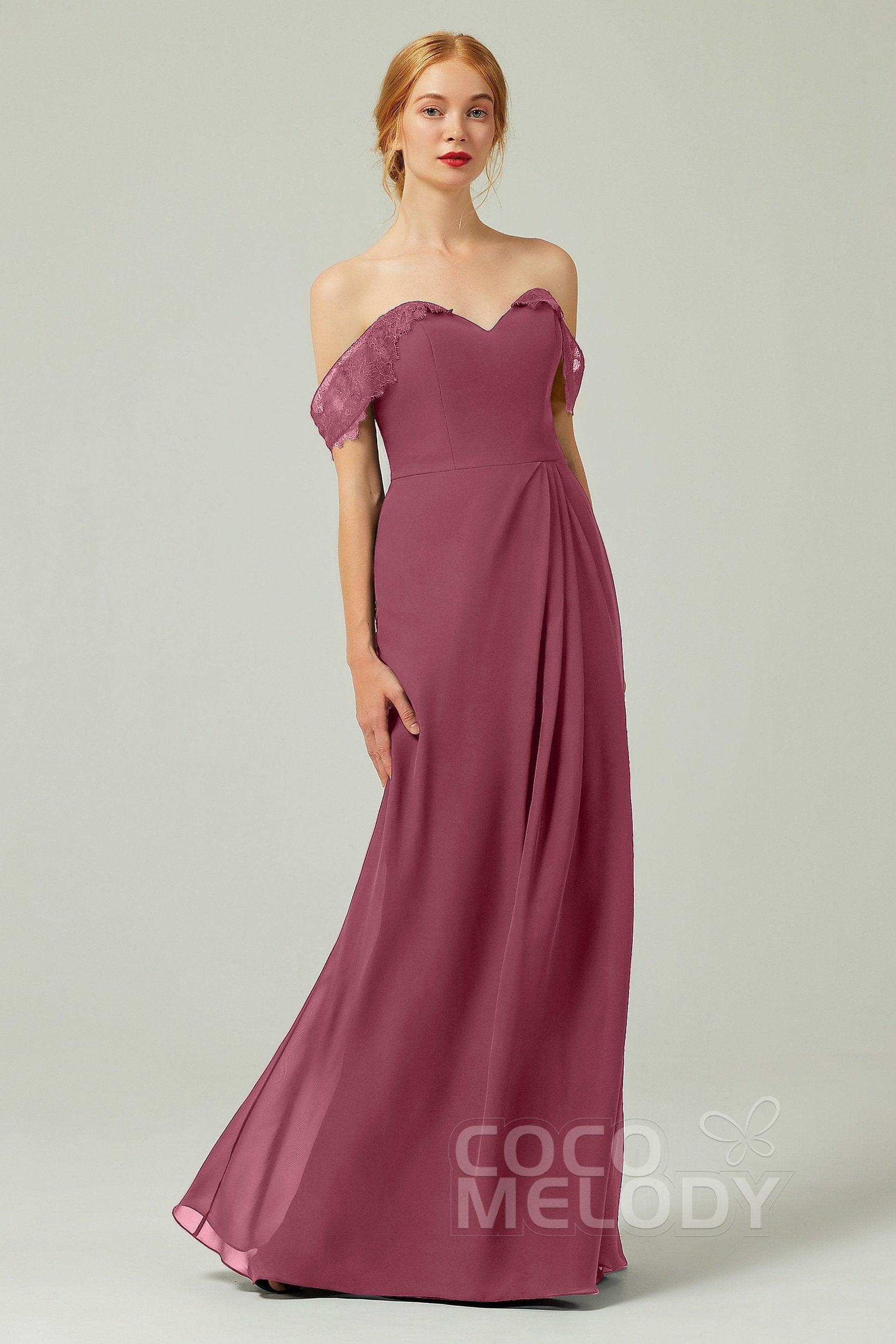Sheath-Column Floor Length Chiffon Bridesmaid Dress Formal Dresses CB0338 - COCOMELODY