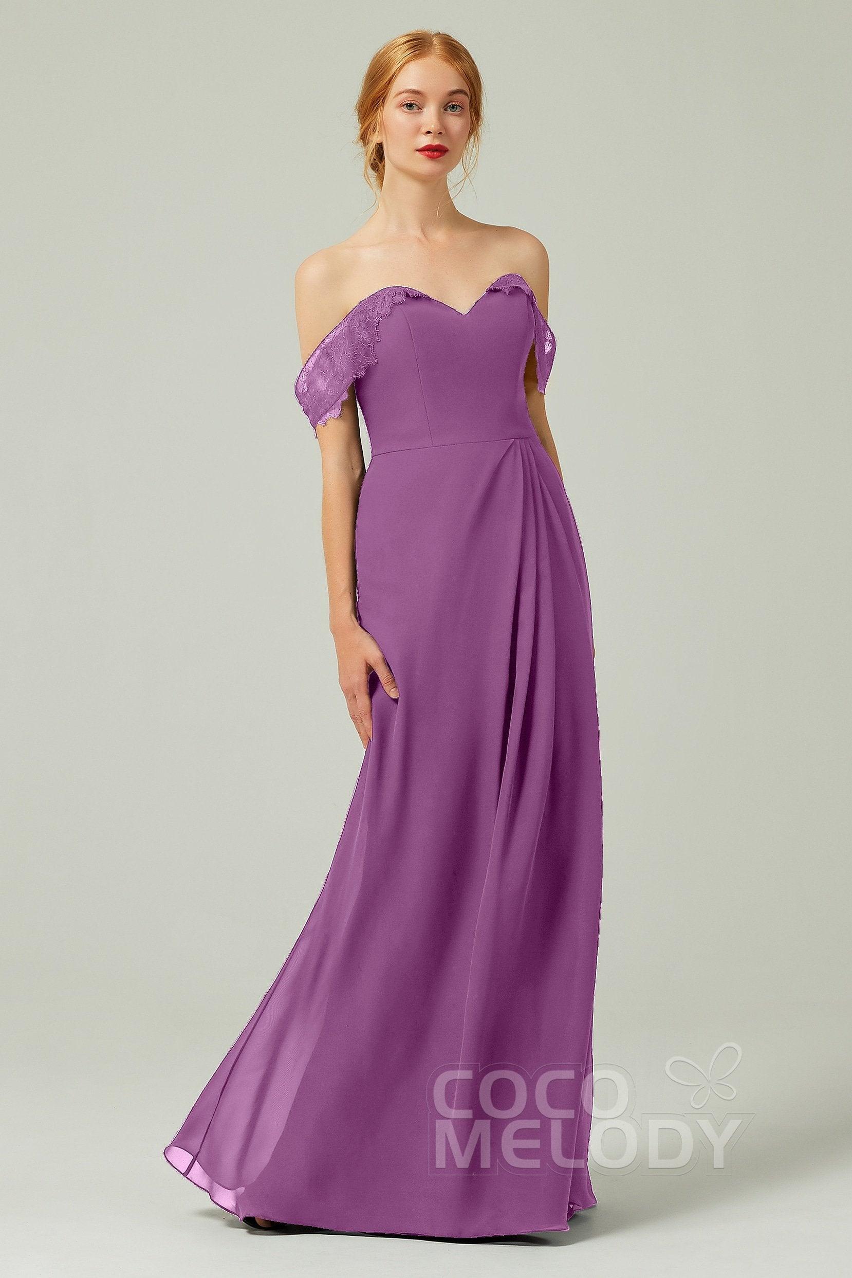 Sheath-Column Floor Length Chiffon Bridesmaid Dress Formal Dresses CB0338 - COCOMELODY