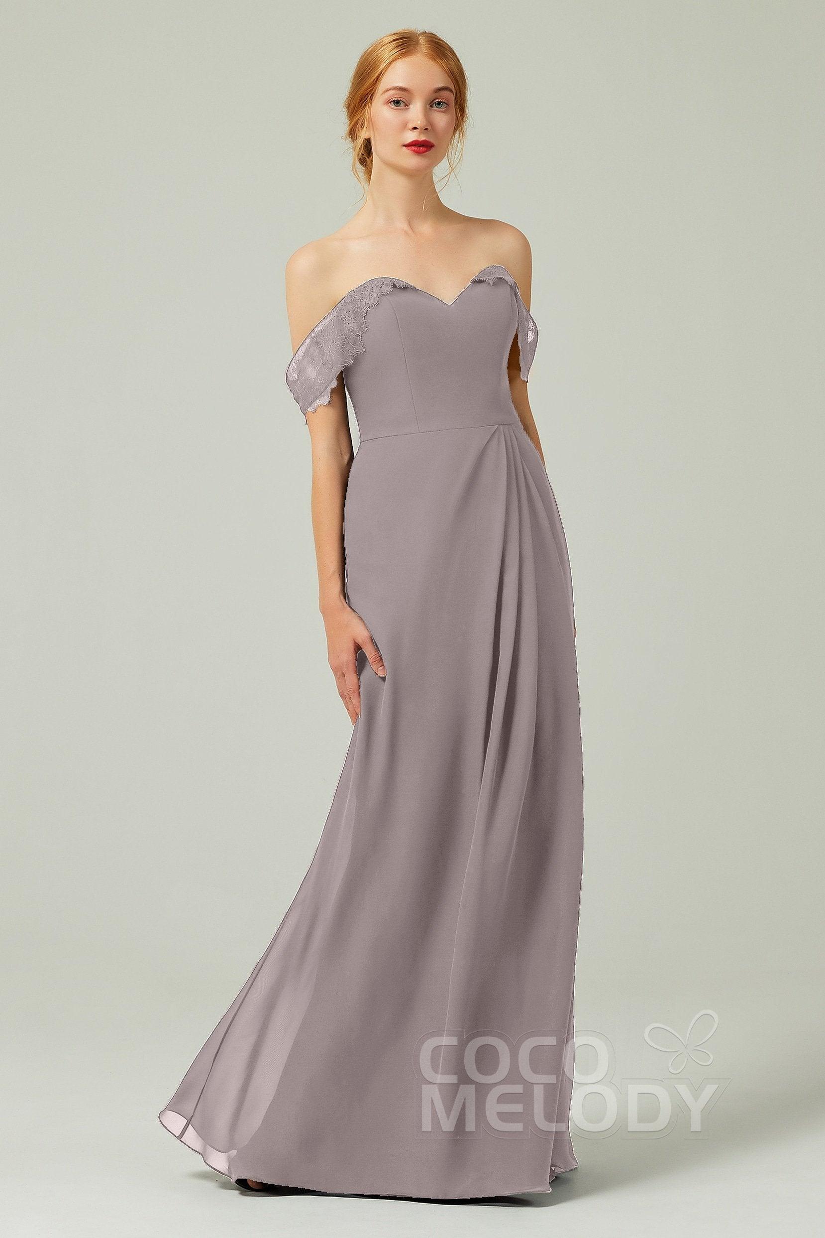 Sheath-Column Floor Length Chiffon Bridesmaid Dress Formal Dresses CB0338 - COCOMELODY