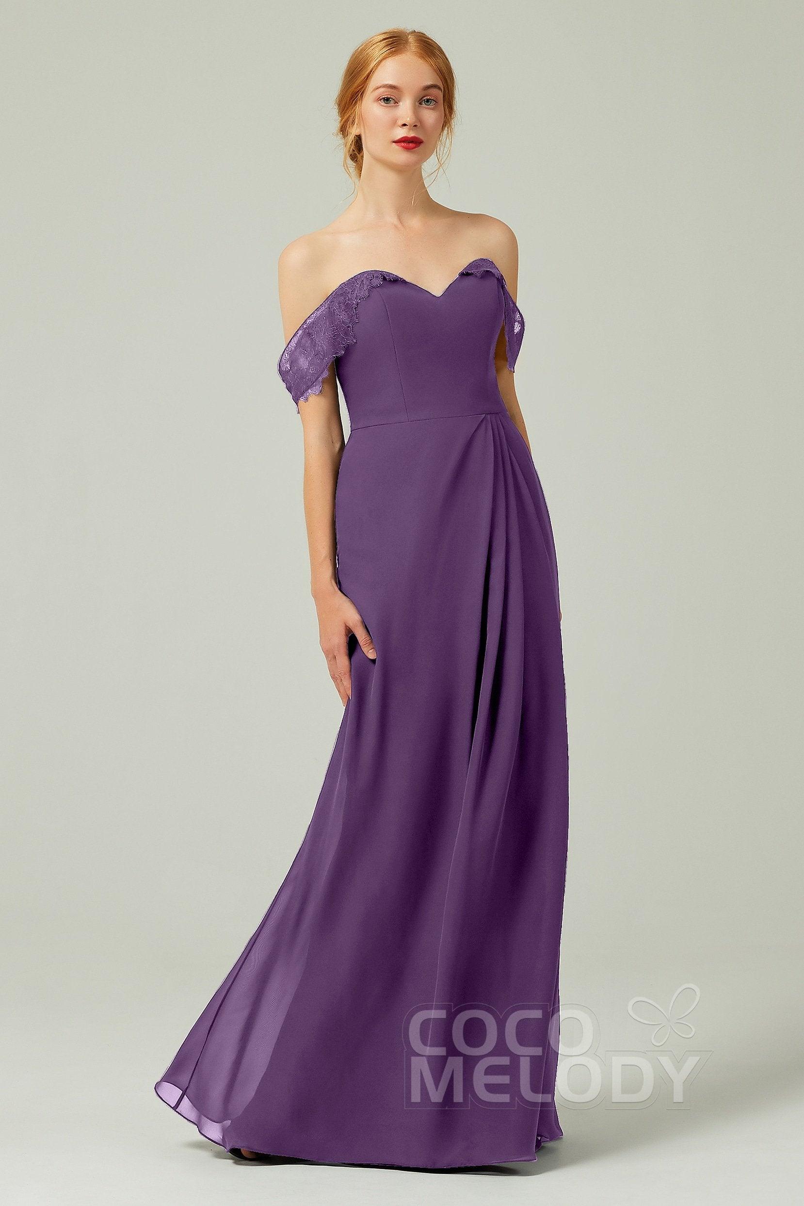Sheath-Column Floor Length Chiffon Bridesmaid Dress Formal Dresses CB0338 - COCOMELODY