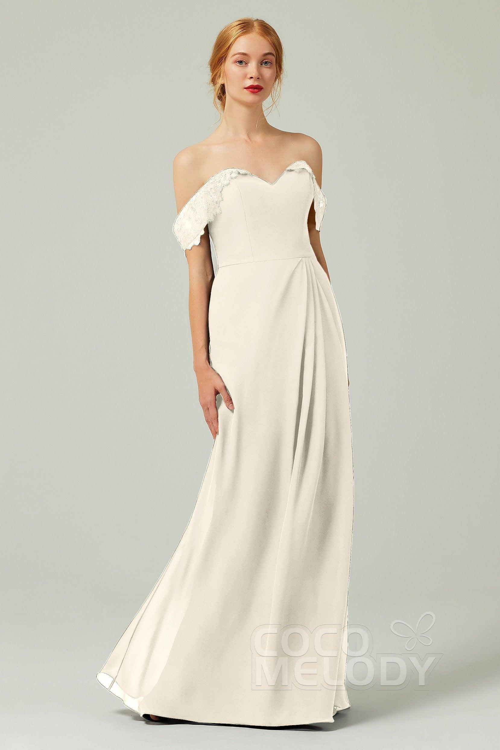 Sheath-Column Floor Length Chiffon Bridesmaid Dress Formal Dresses CB0338 - COCOMELODY