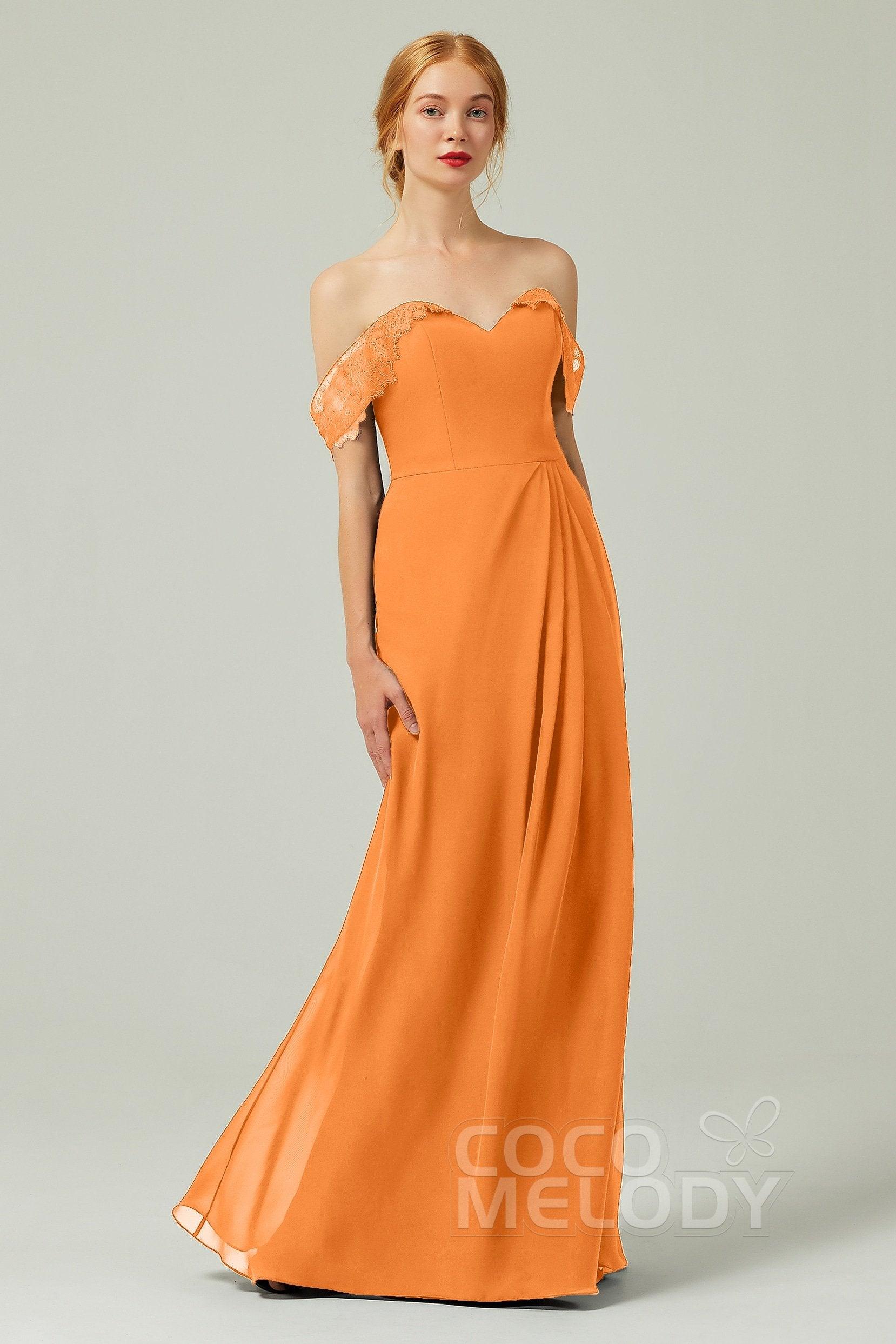 Sheath-Column Floor Length Chiffon Bridesmaid Dress Formal Dresses CB0338 - COCOMELODY