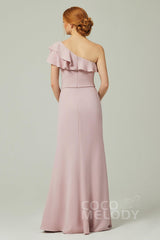 Sheath-Column Floor Length Chiffon Bridesmaid Dress CB0349 - COCOMELODY