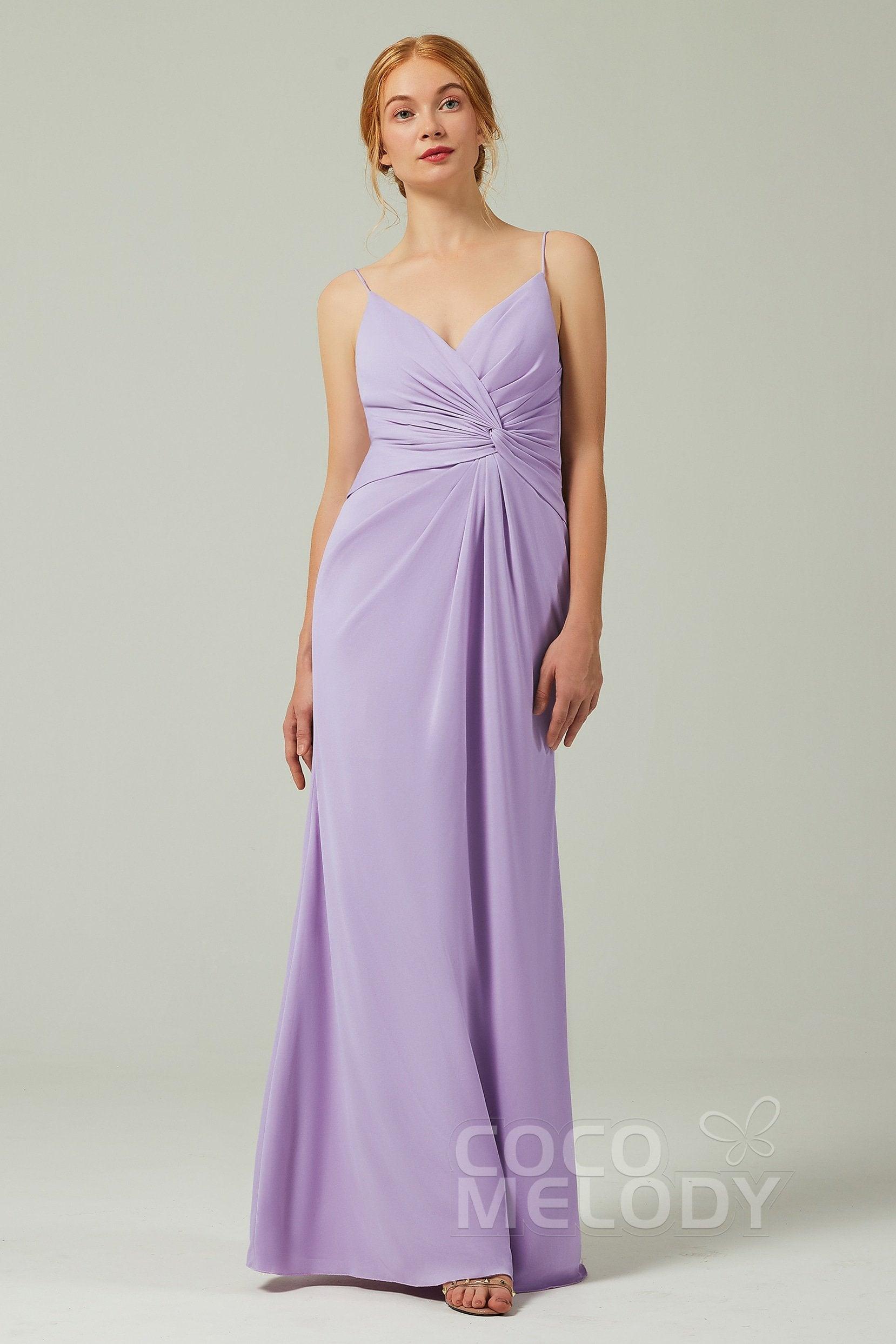 Sheath-Column Floor Length Chiffon Bridesmaid Dress CB0350 - COCOMELODY