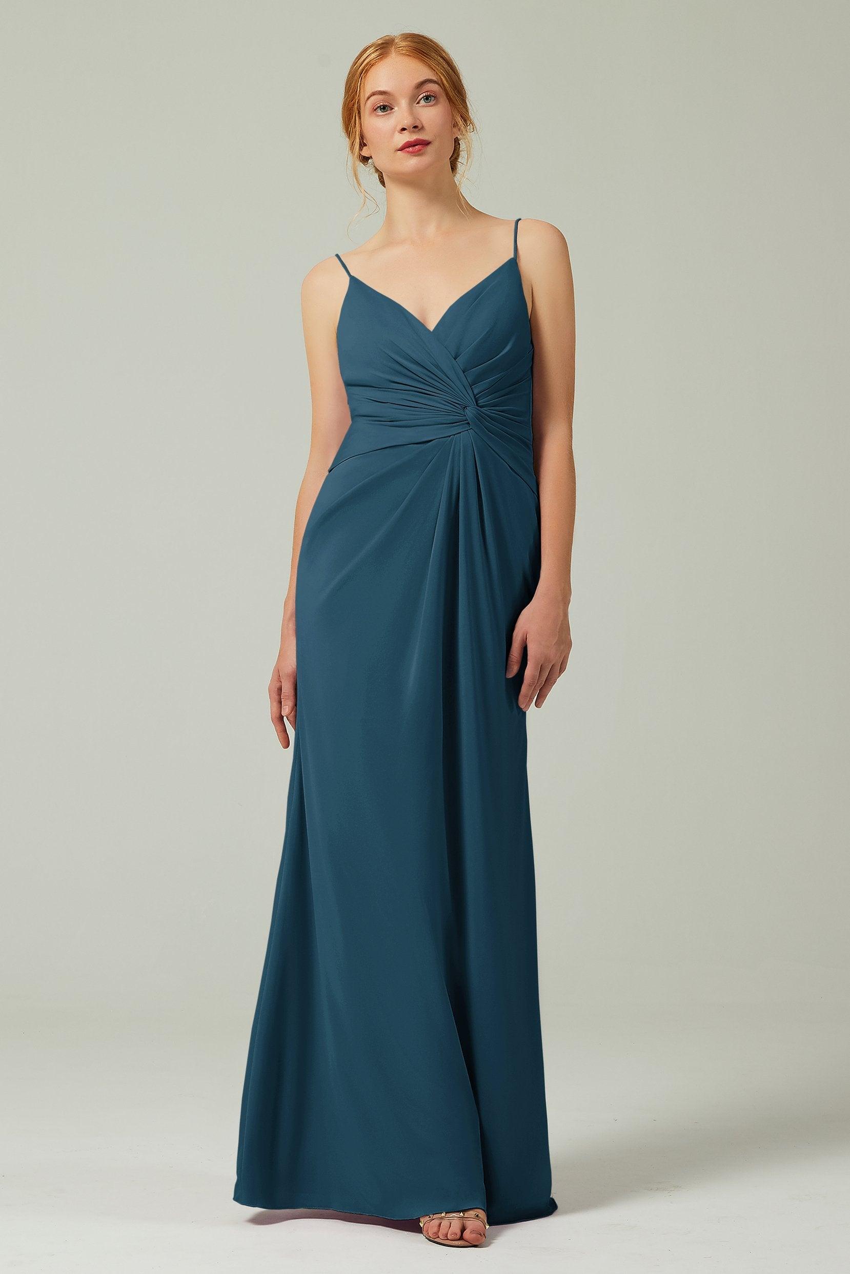 Sheath-Column Floor Length Chiffon Bridesmaid Dress CB0350 - COCOMELODY
