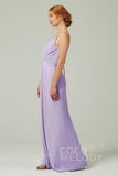 Sheath-Column Floor Length Chiffon Bridesmaid Dress CB0350 - COCOMELODY