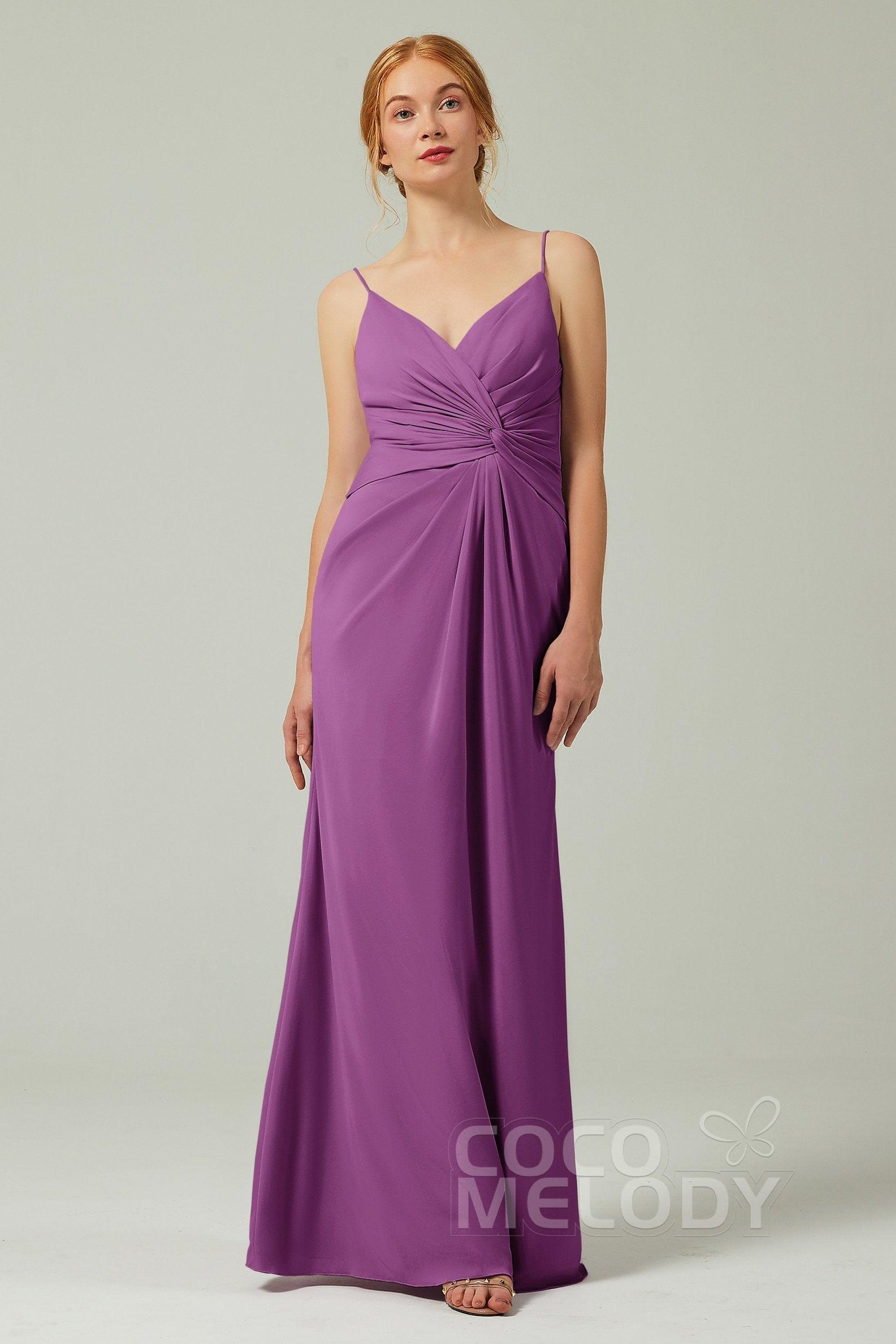 Sheath-Column Floor Length Chiffon Bridesmaid Dress CB0350 - COCOMELODY