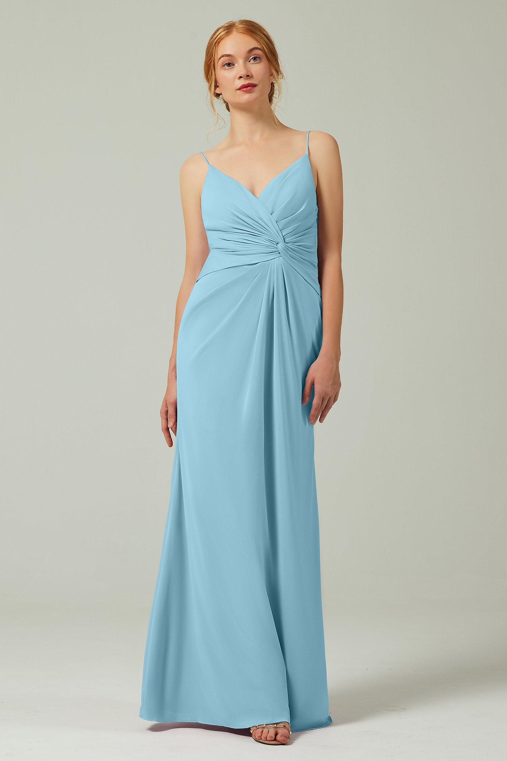 Sheath-Column Floor Length Chiffon Bridesmaid Dress CB0350 - COCOMELODY