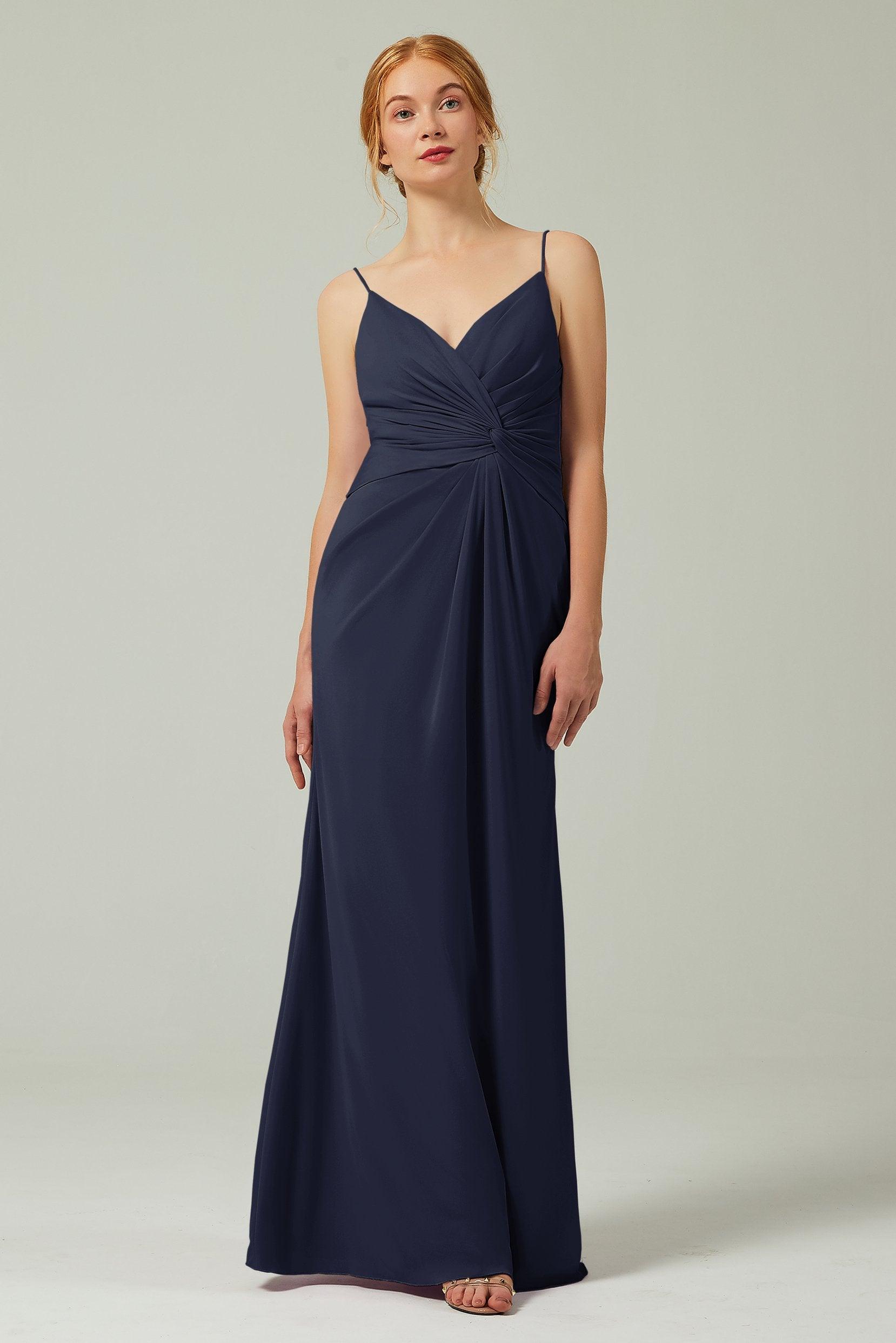 Sheath-Column Floor Length Chiffon Bridesmaid Dress CB0350 - COCOMELODY