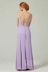 Sheath-Column Floor Length Chiffon Bridesmaid Dress CB0350 - COCOMELODY