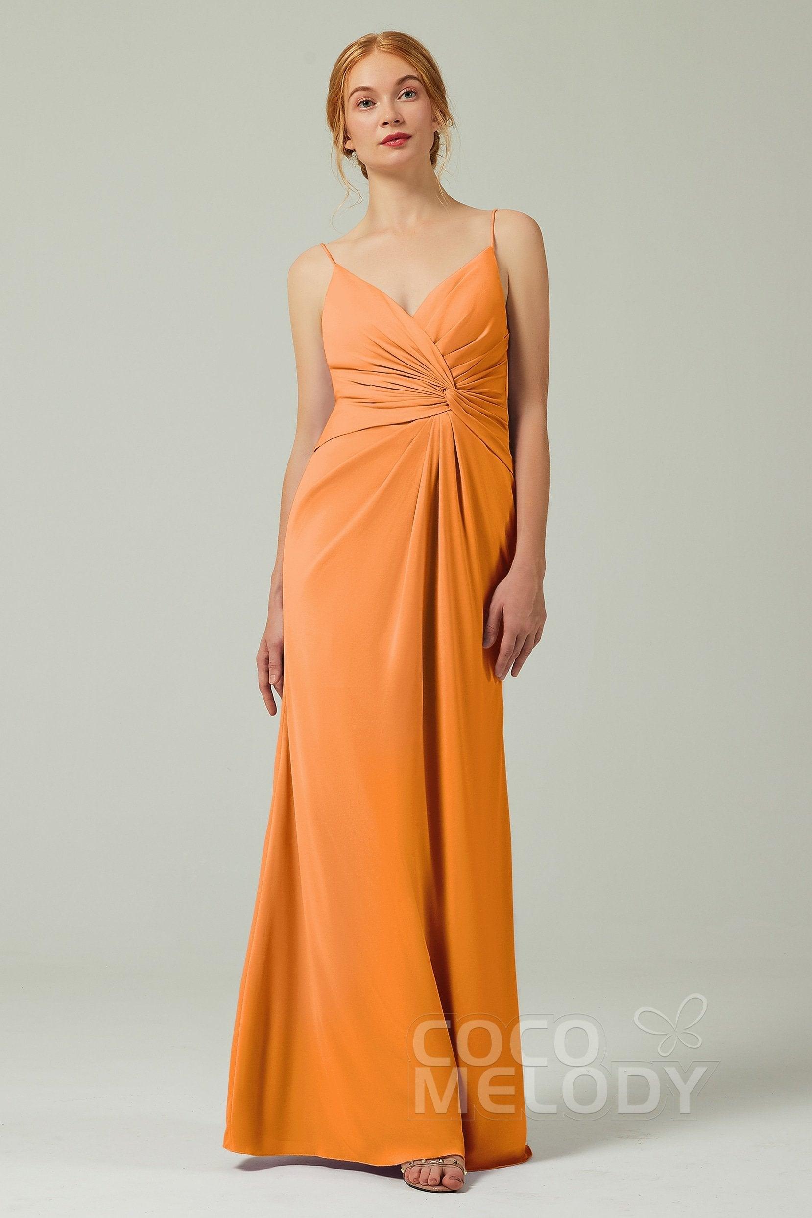 Sheath-Column Floor Length Chiffon Bridesmaid Dress CB0350 - COCOMELODY