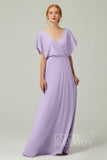A-Line Floor Length Chiffon Bridesmaid Dress CB0351 - COCOMELODY