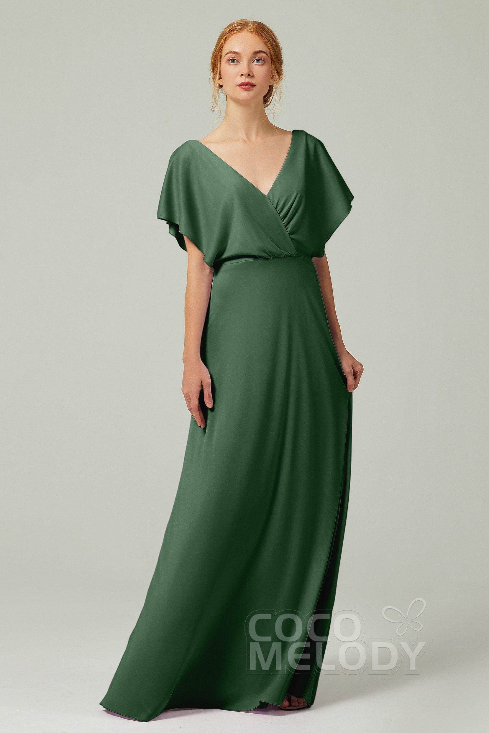 A-Line Floor Length Chiffon Bridesmaid Dress CB0351 - COCOMELODY