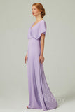 A-Line Floor Length Chiffon Bridesmaid Dress CB0351 - COCOMELODY