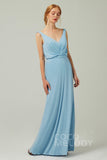 Sheath-Column Floor Length Chiffon Bridesmaid Dress Formal Dresses CB0358 - COCOMELODY