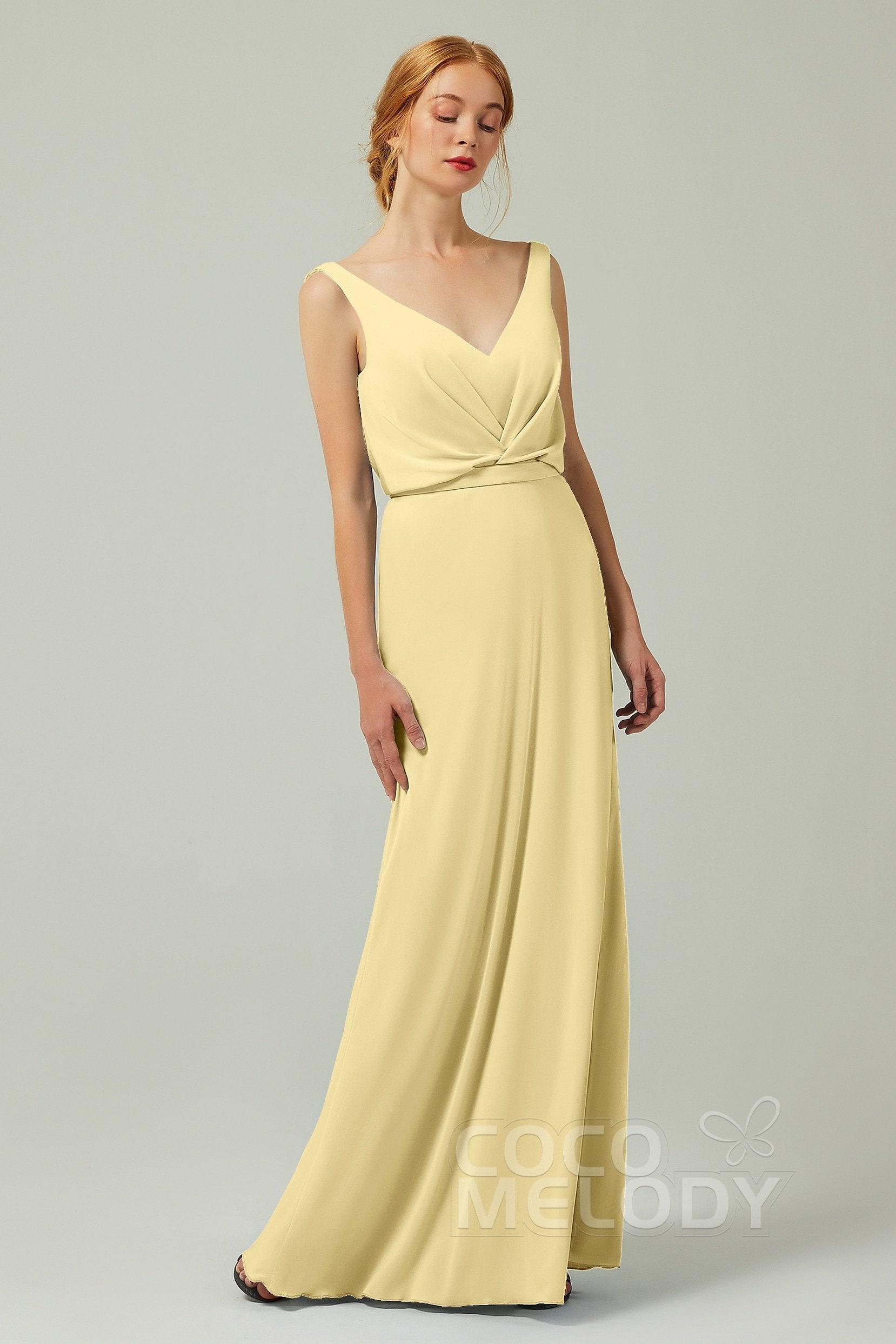 Sheath-Column Floor Length Chiffon Bridesmaid Dress Formal Dresses CB0358 - COCOMELODY