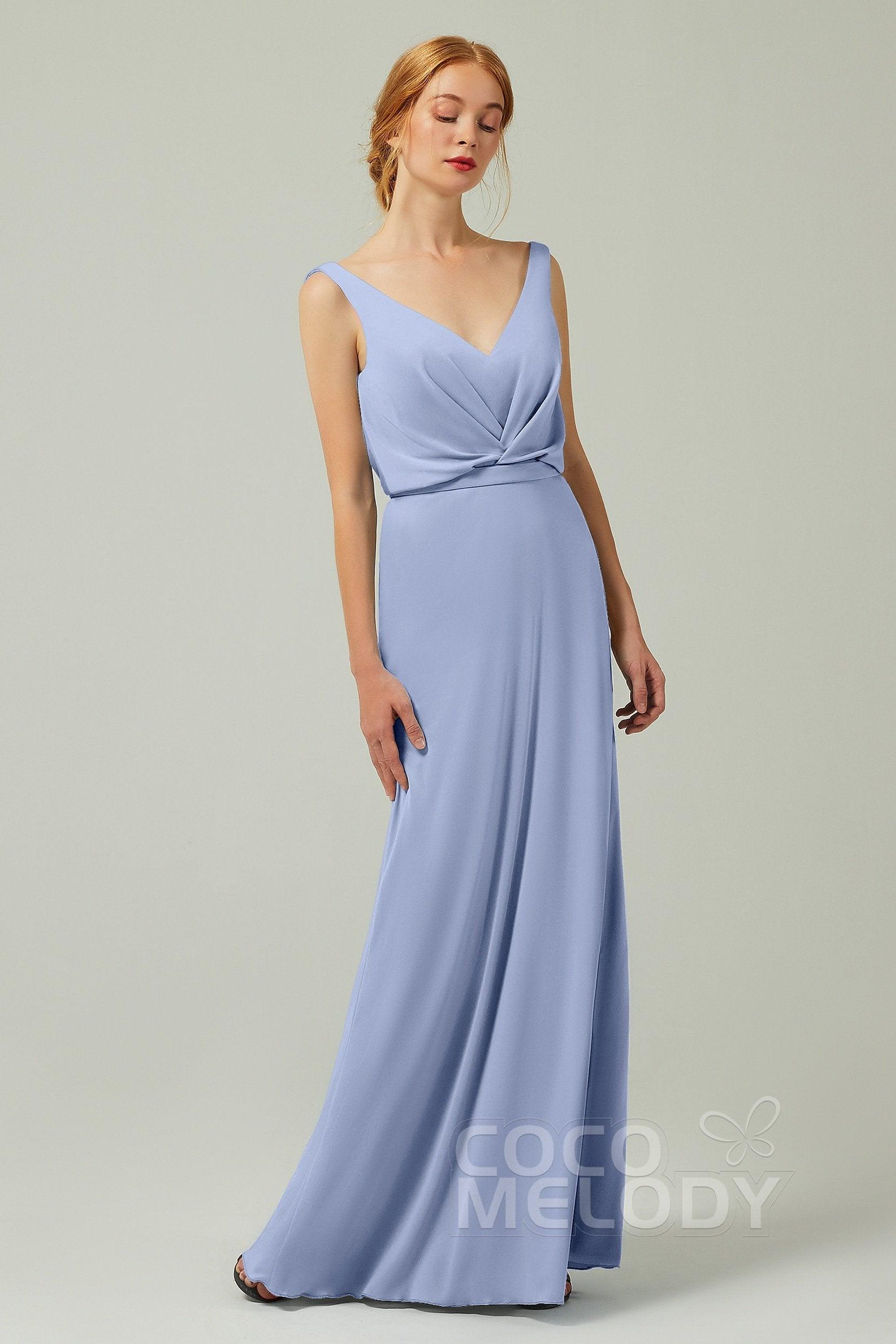 Sheath-Column Floor Length Chiffon Bridesmaid Dress Formal Dresses CB0358 - COCOMELODY