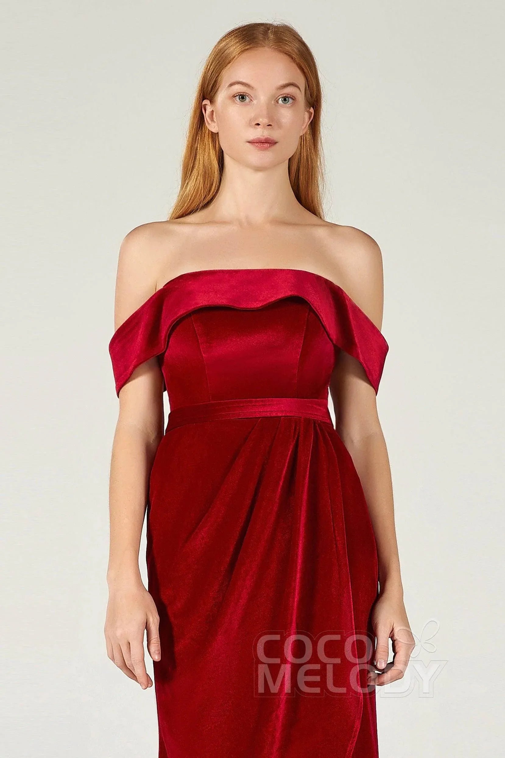 Sheath-Column Ankle Length Velvet Dress CB0365CS - COCOMELODY