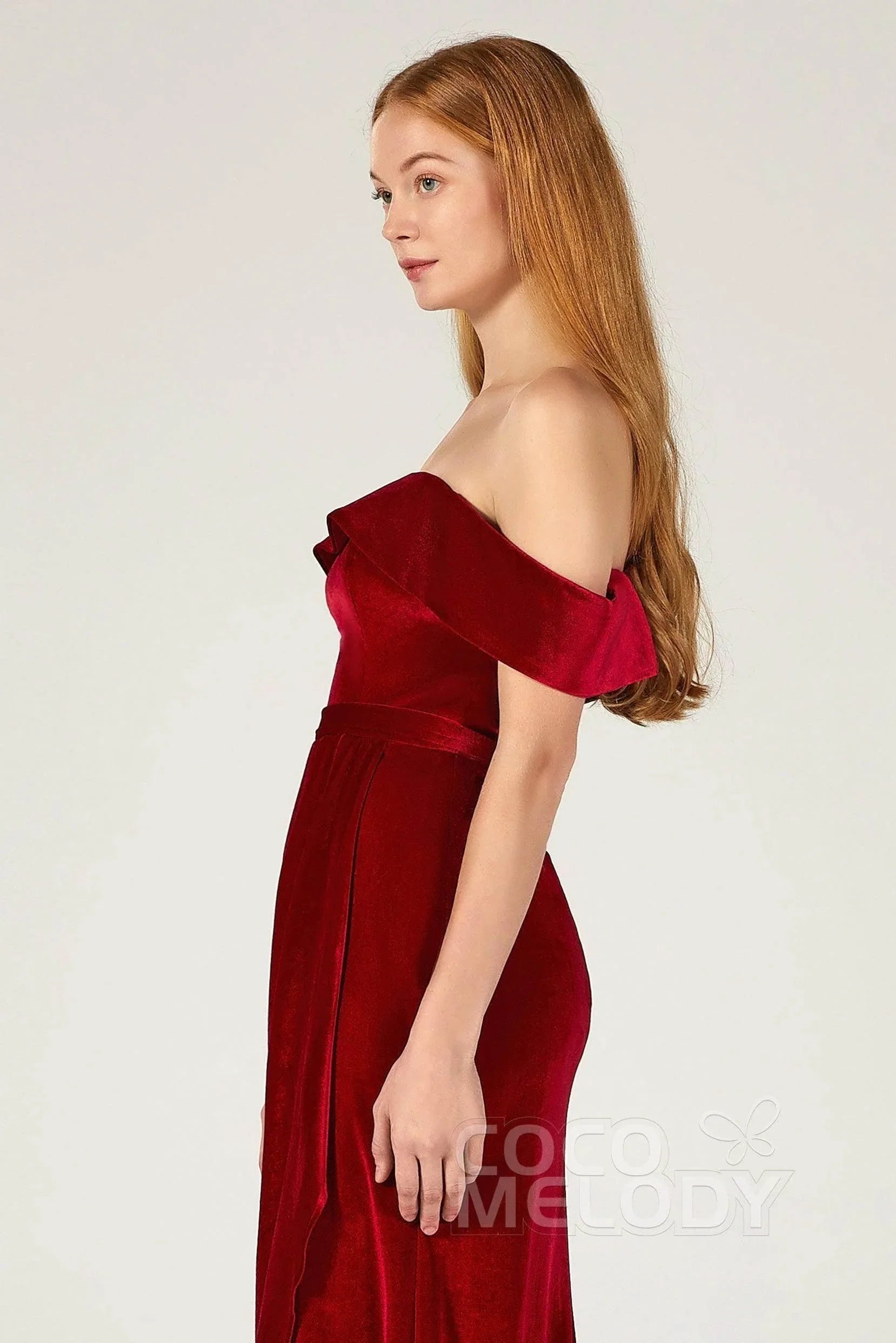 Sheath-Column Ankle Length Velvet Dress CB0365CS - COCOMELODY
