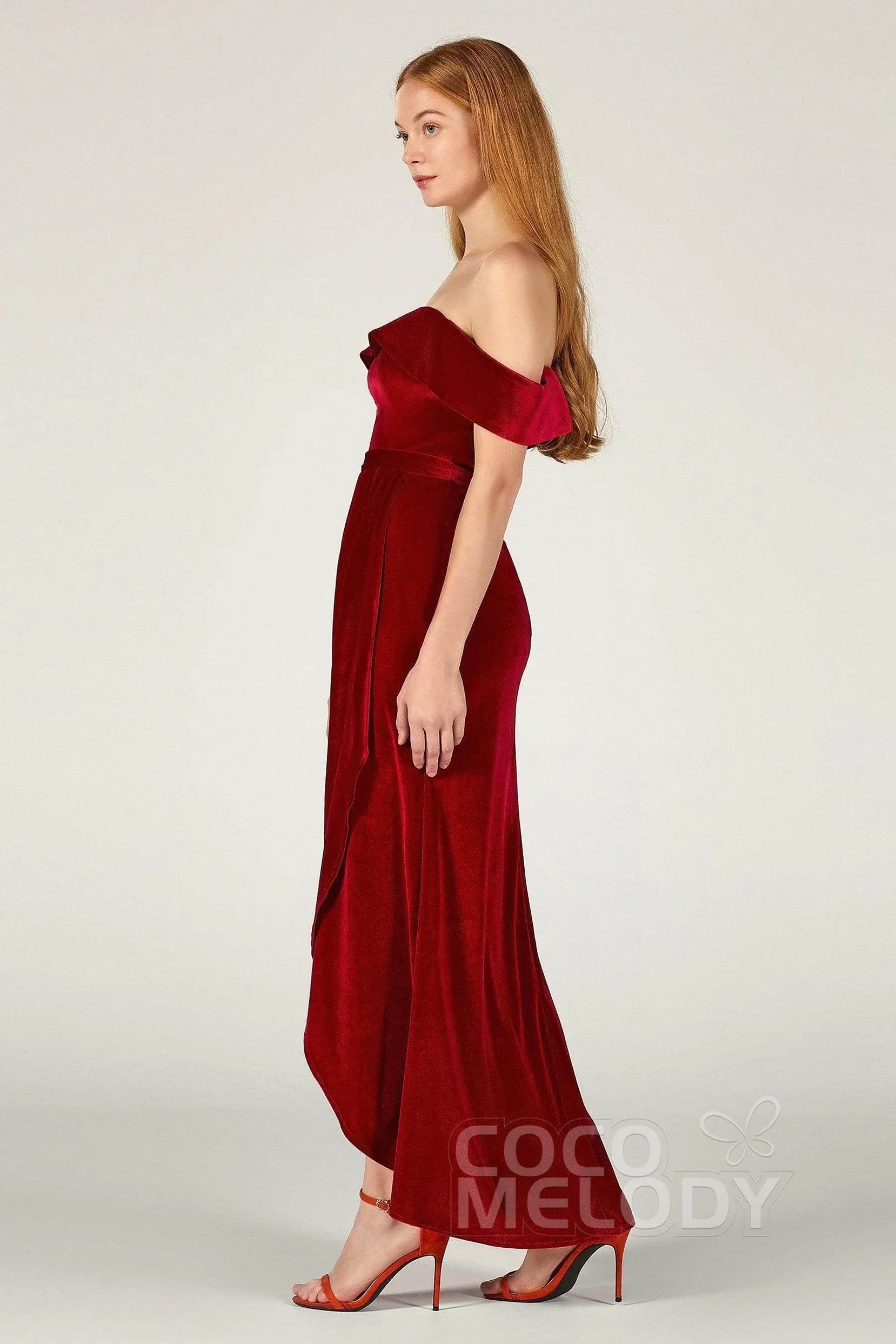 Sheath-Column Ankle Length Velvet Dress CB0365CS - COCOMELODY