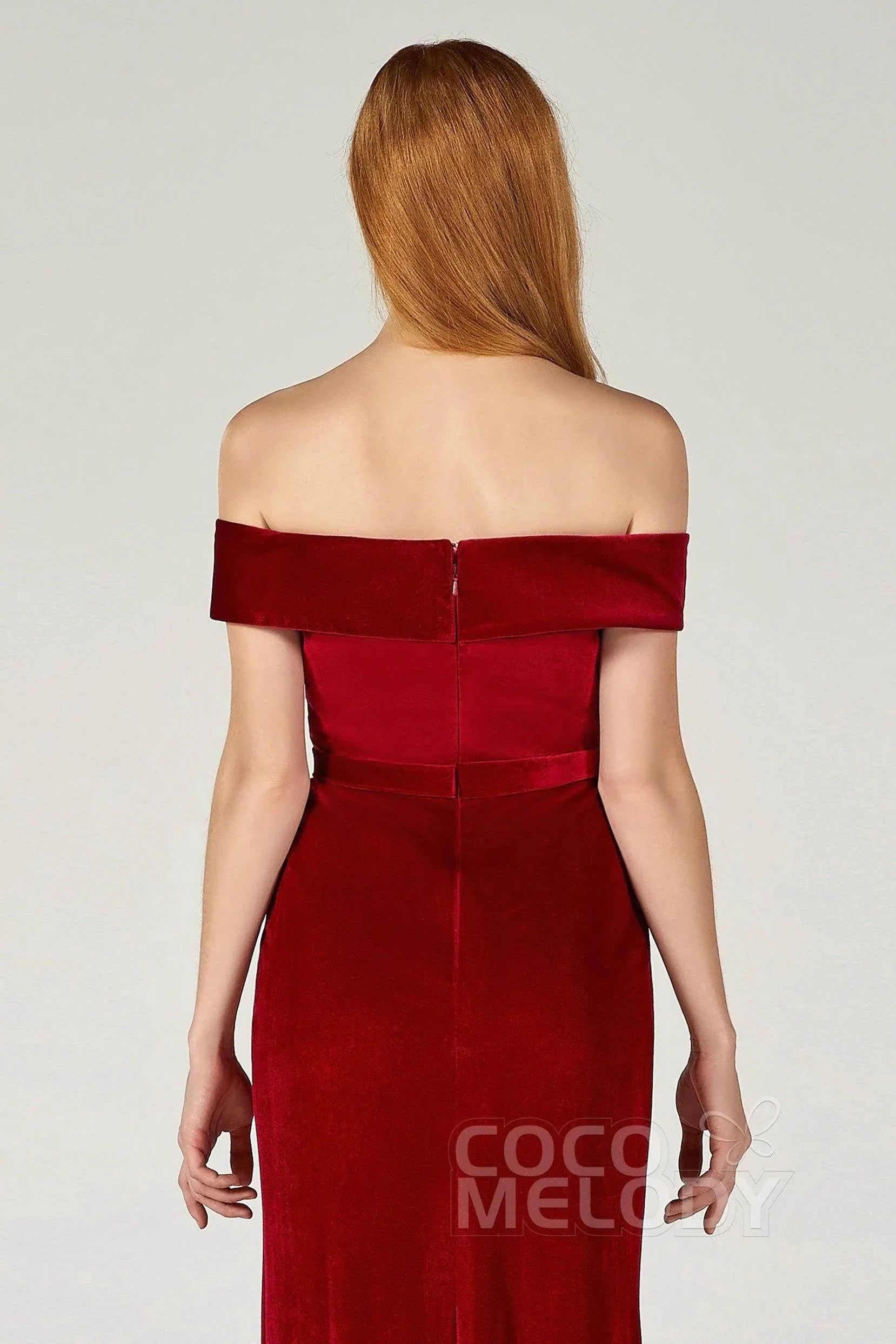 Sheath-Column Ankle Length Velvet Dress CB0365CS - COCOMELODY