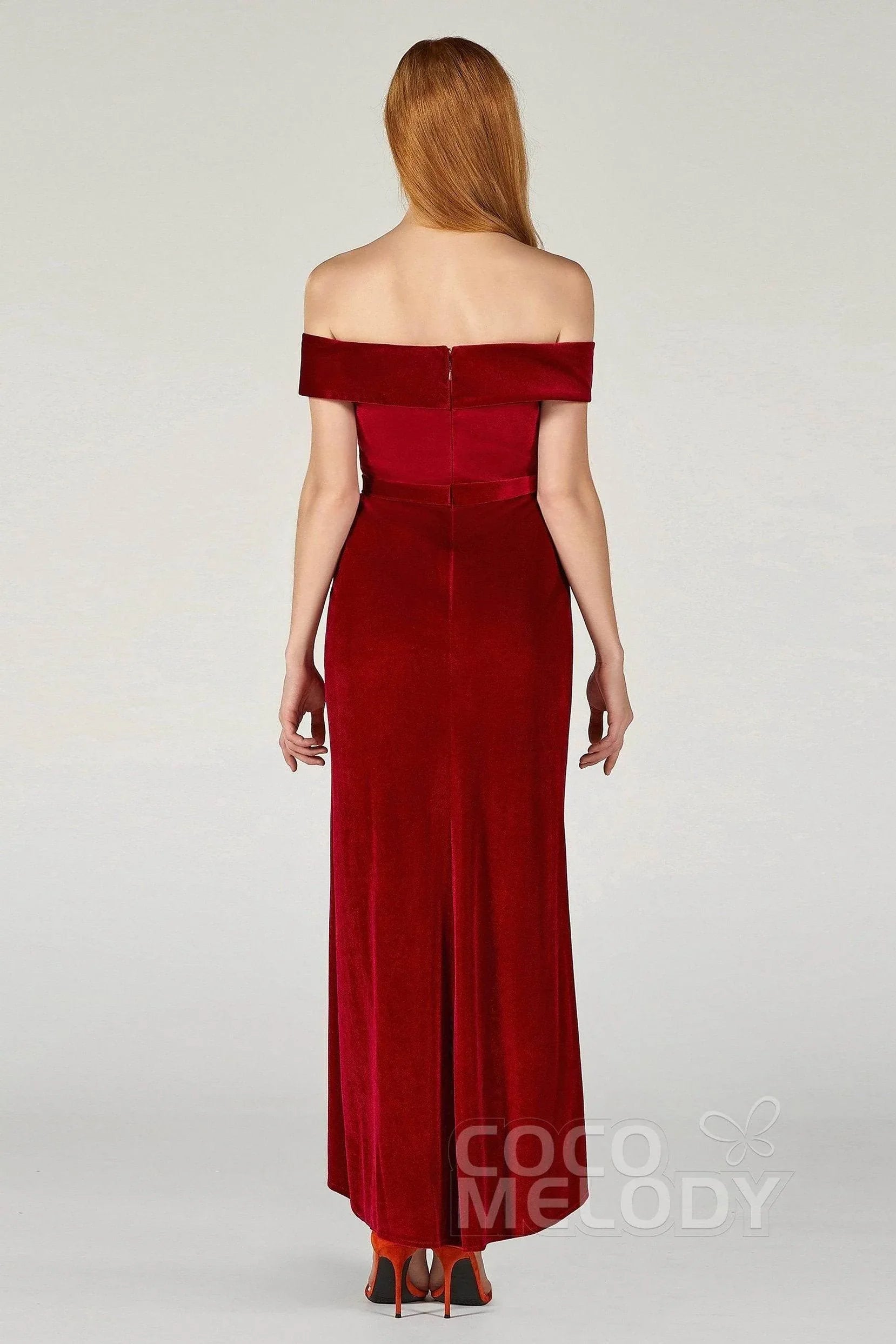 Sheath-Column Ankle Length Velvet Dress CB0365CS - COCOMELODY