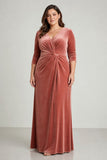 Sheath-Column Floor Length Velvet Bridesmaid Dress Formal Dresses CB0443